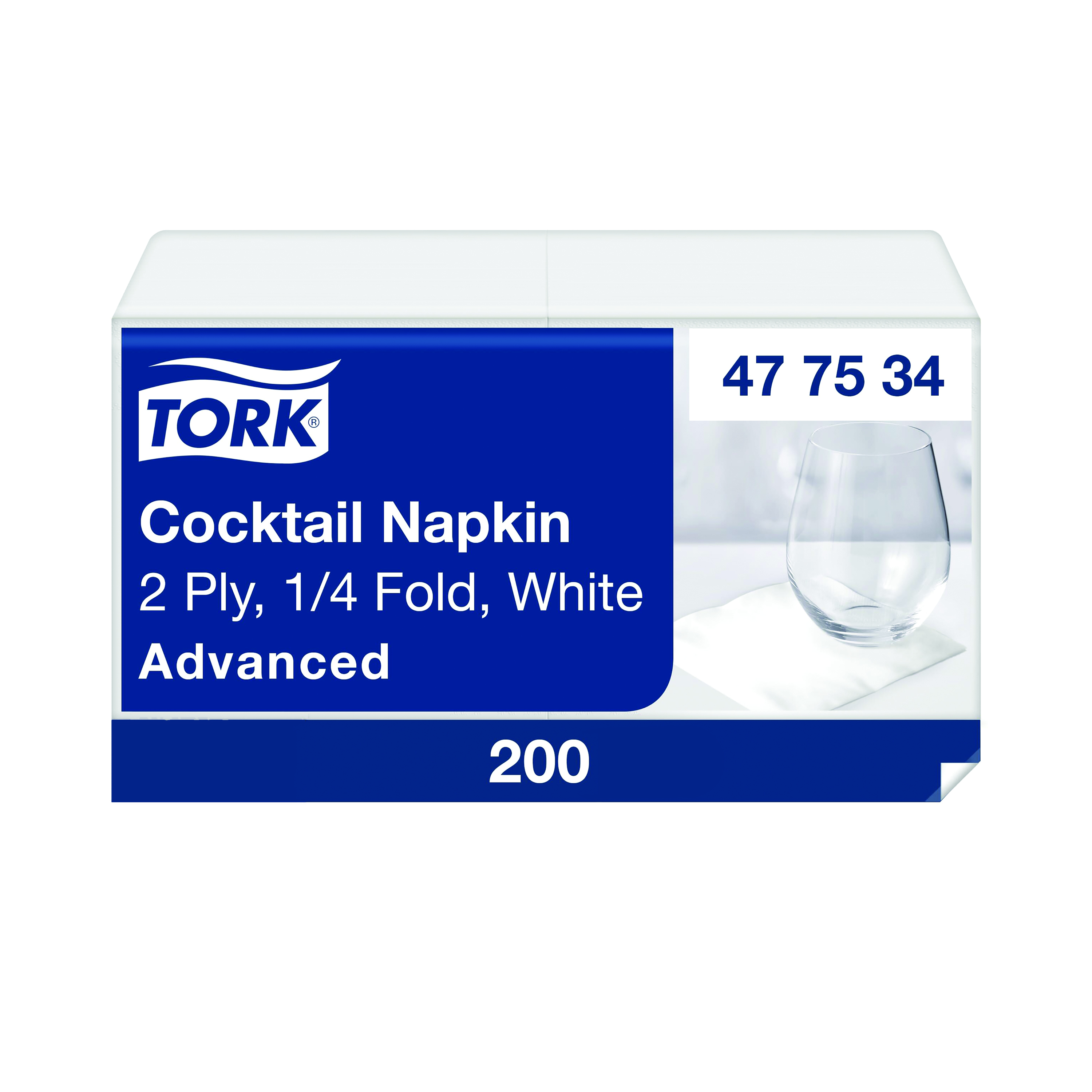 Tork+Cocktail+Napkins+2-Ply+White+%28Pack+of+200%29+477534