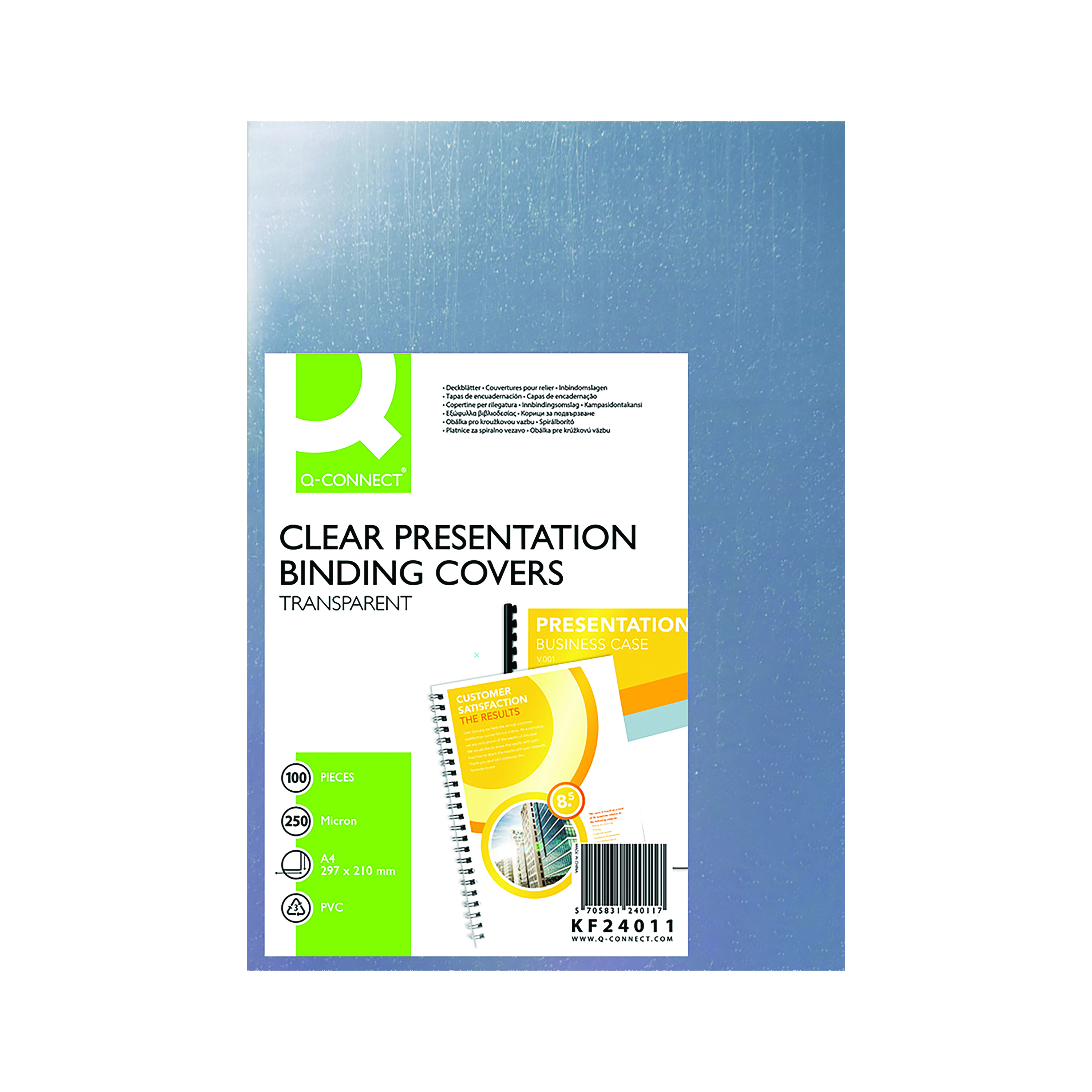 Q-Connect+Clear+A4+PVC+Binding+Covers+250+Micron+%28Pack+of+100%29+KF24011