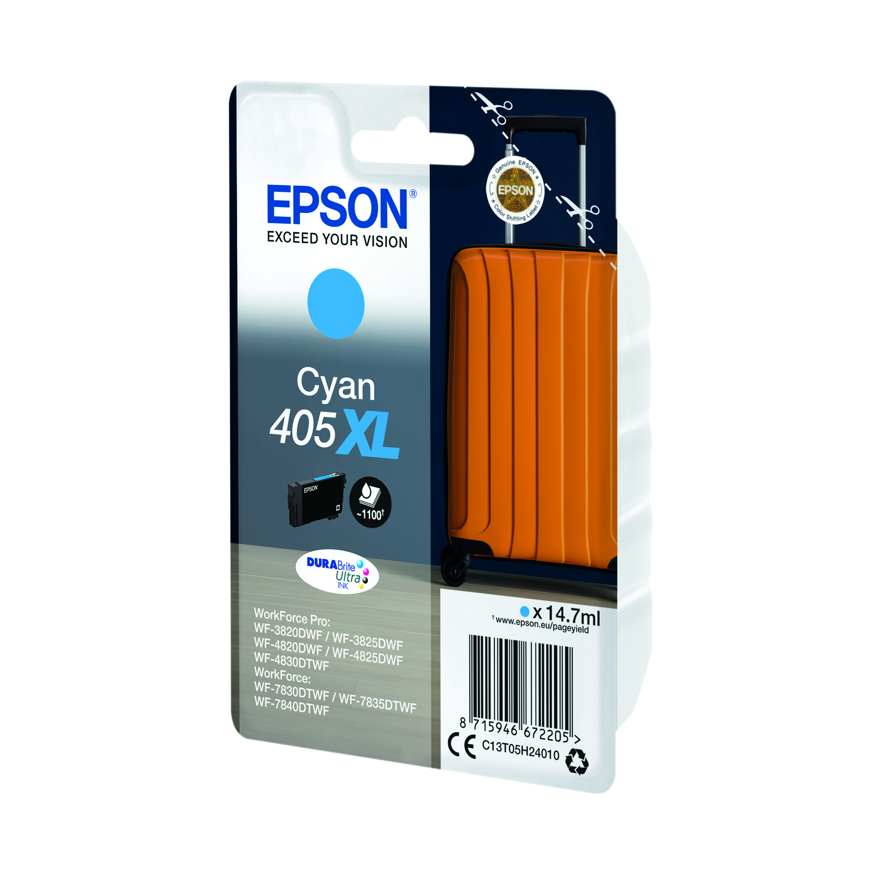Epson+405XL+Suitcase+DURABrite+Ultra+Ink+Cartridge+High+Yield+Cyan+C13T05H24010