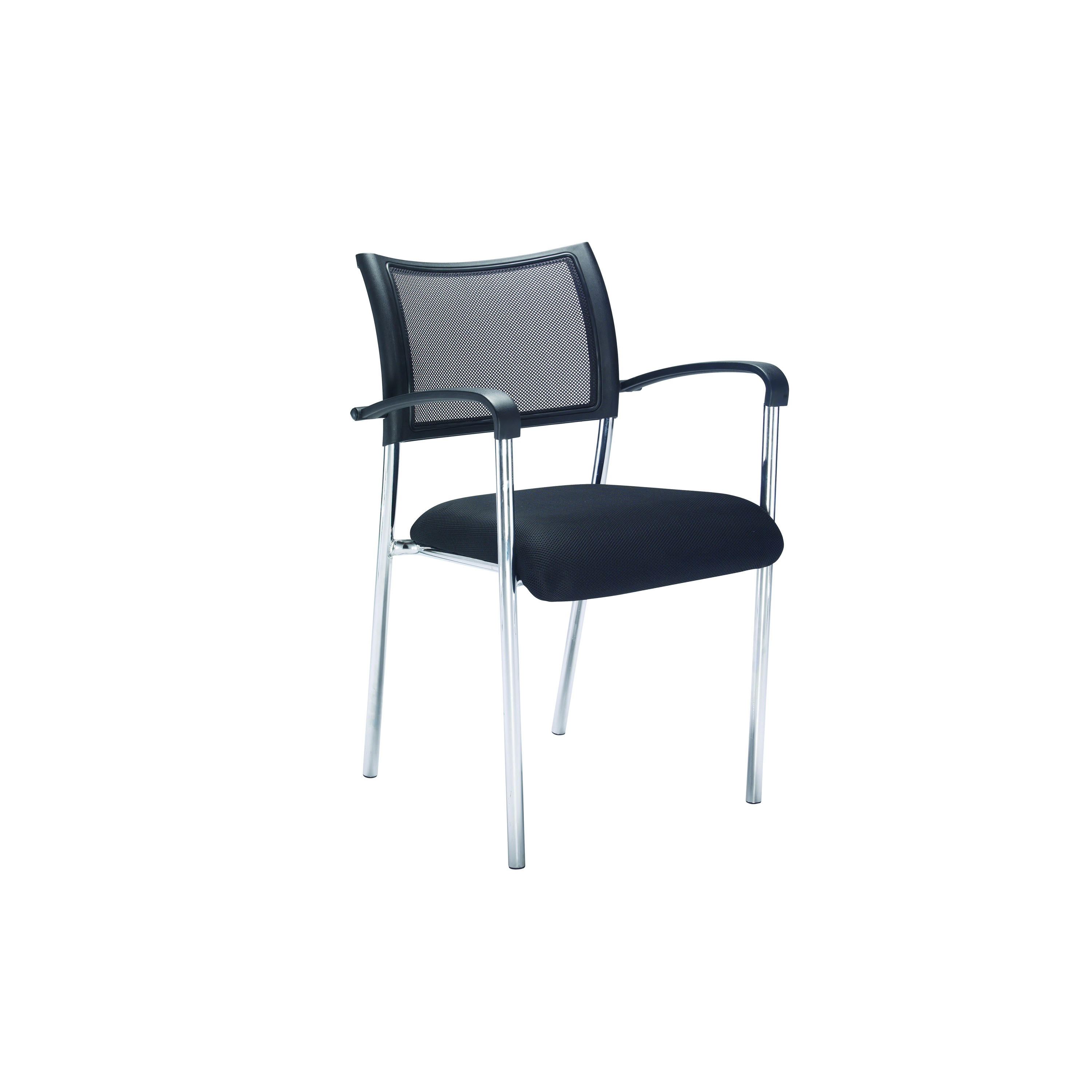 Jemini+Jupiter+Conference+Chair+with+Arms+555x550x860mm+Mesh+Back+Black%2FChrome+KF79891