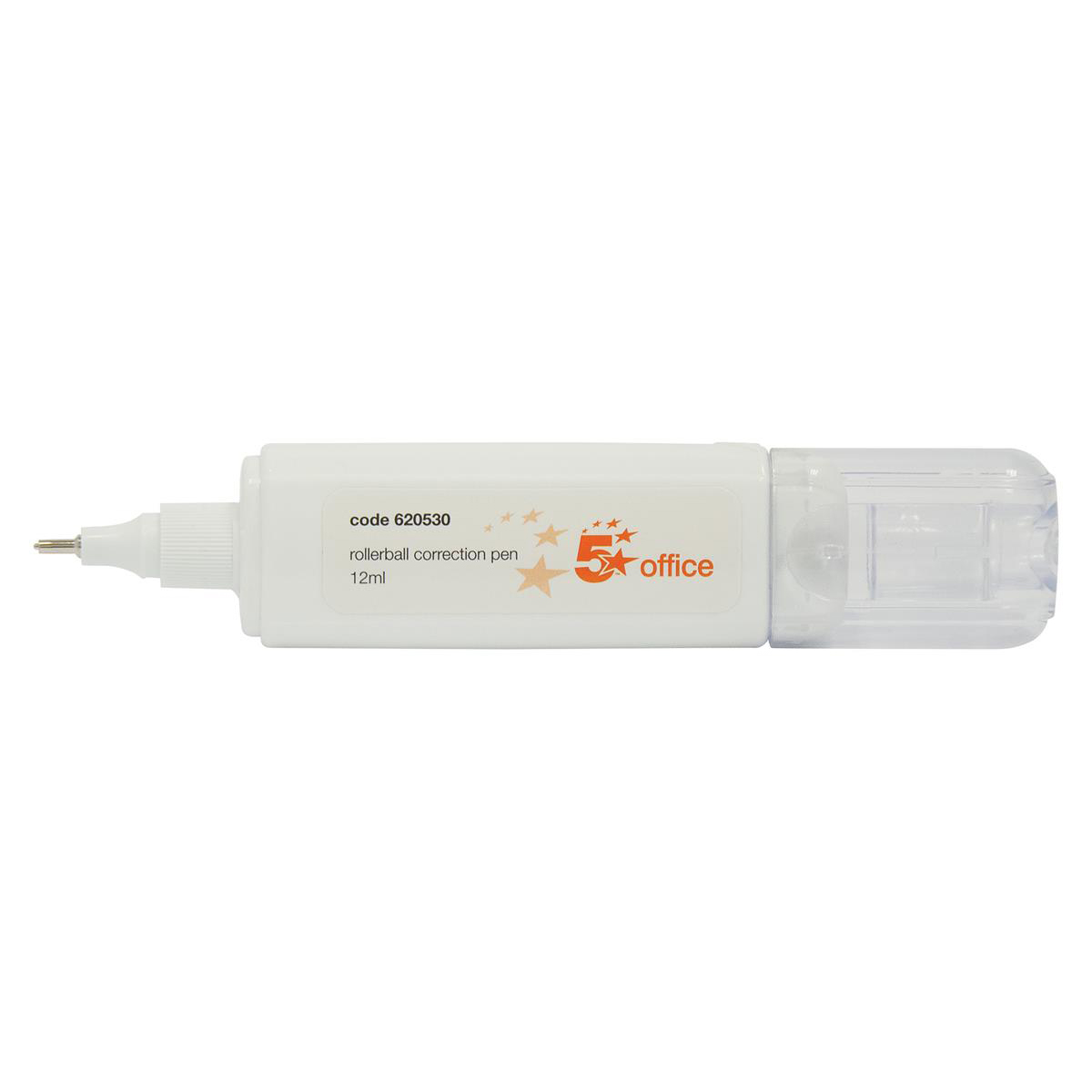 5+Star+Rollerball+Correction+Pen+Fine+Metal+Tip+Applicator+12ml+White+%28Pack+of+12%29