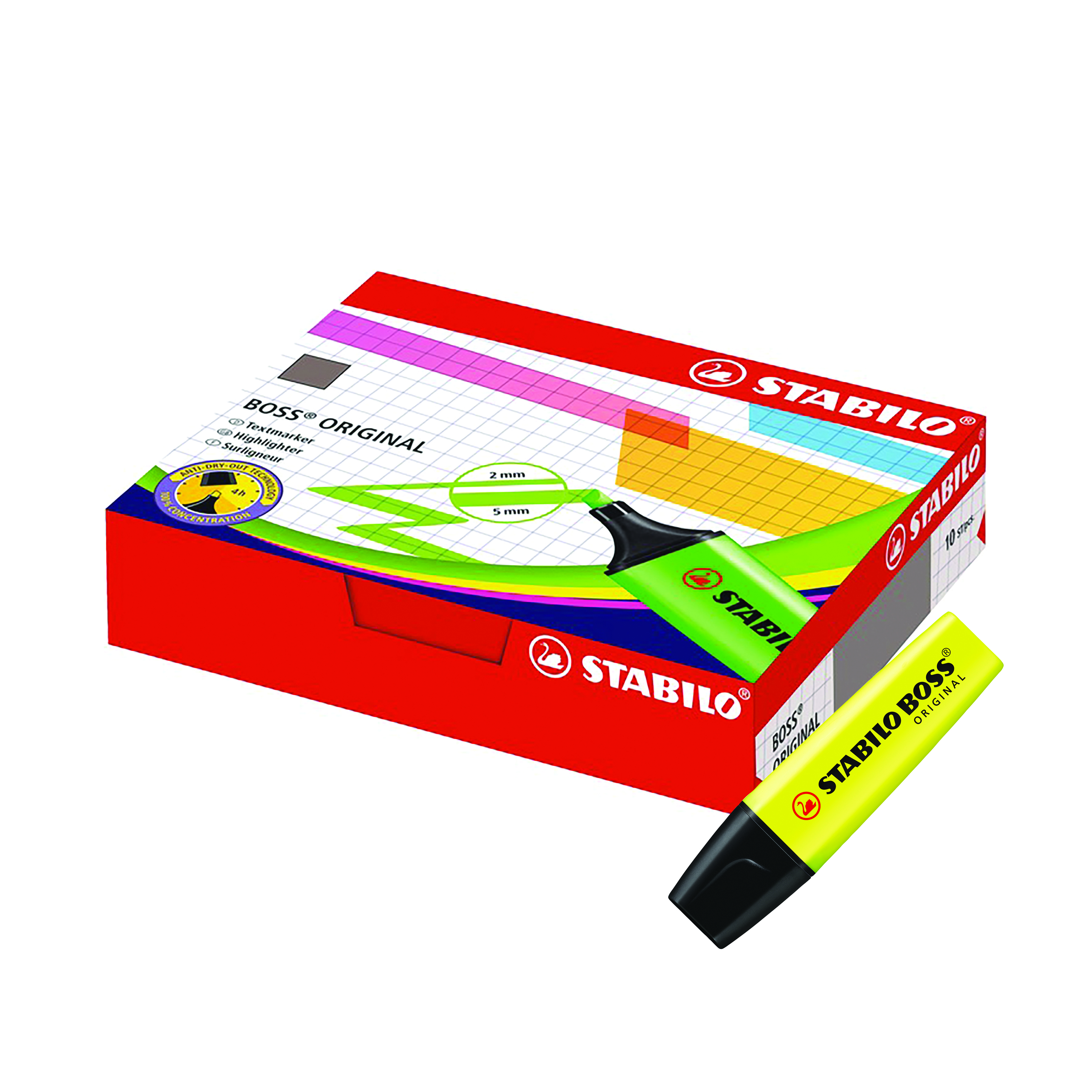 Stabilo+Boss+Original+Highlighter+Yellow+%28Pack+of+10%29+70%2F24%2F10