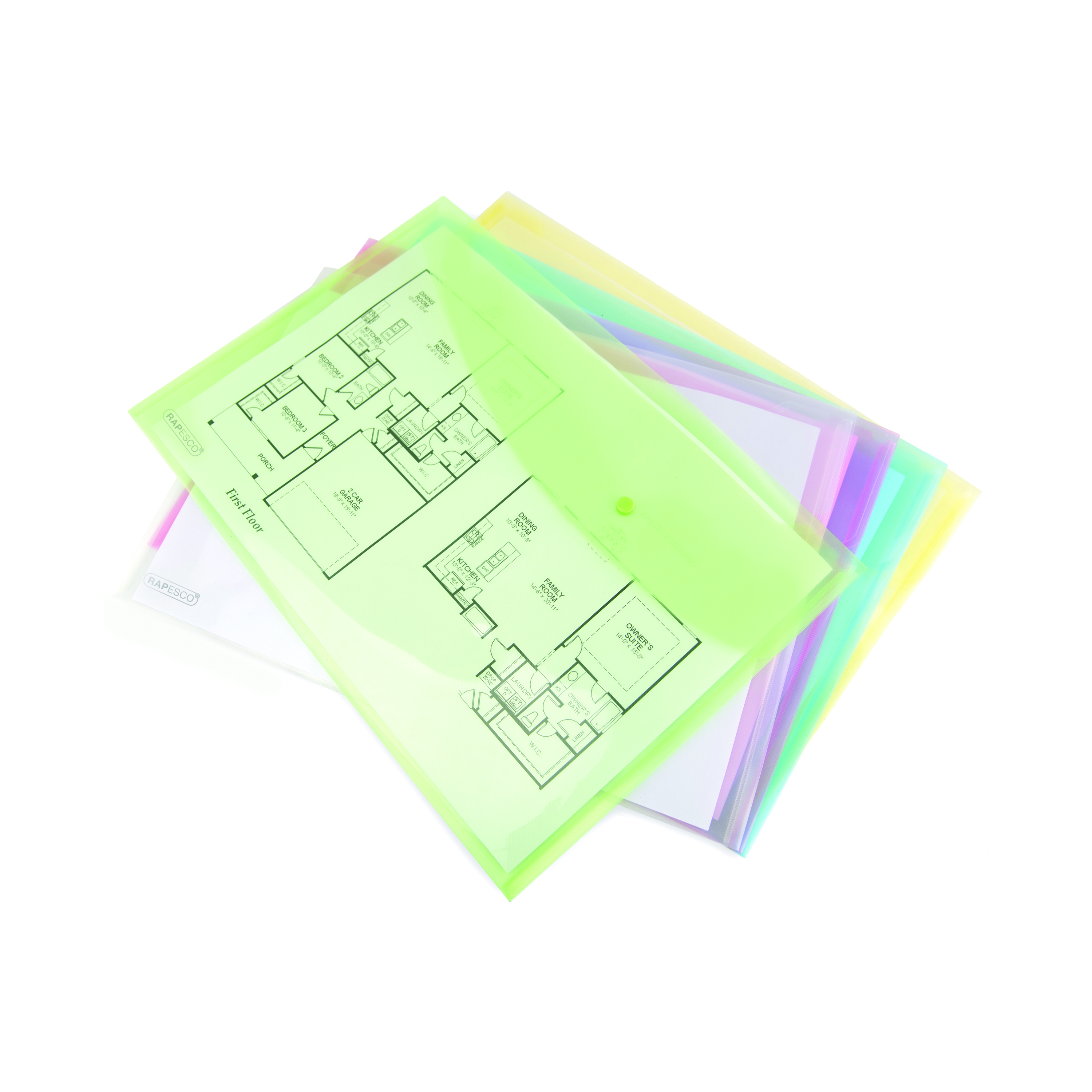 Rapesco+Eco+Recycled+Popper+Wallet+A3+Assorted+Pastel+Transparent+%28Pack+of+5%29+0697