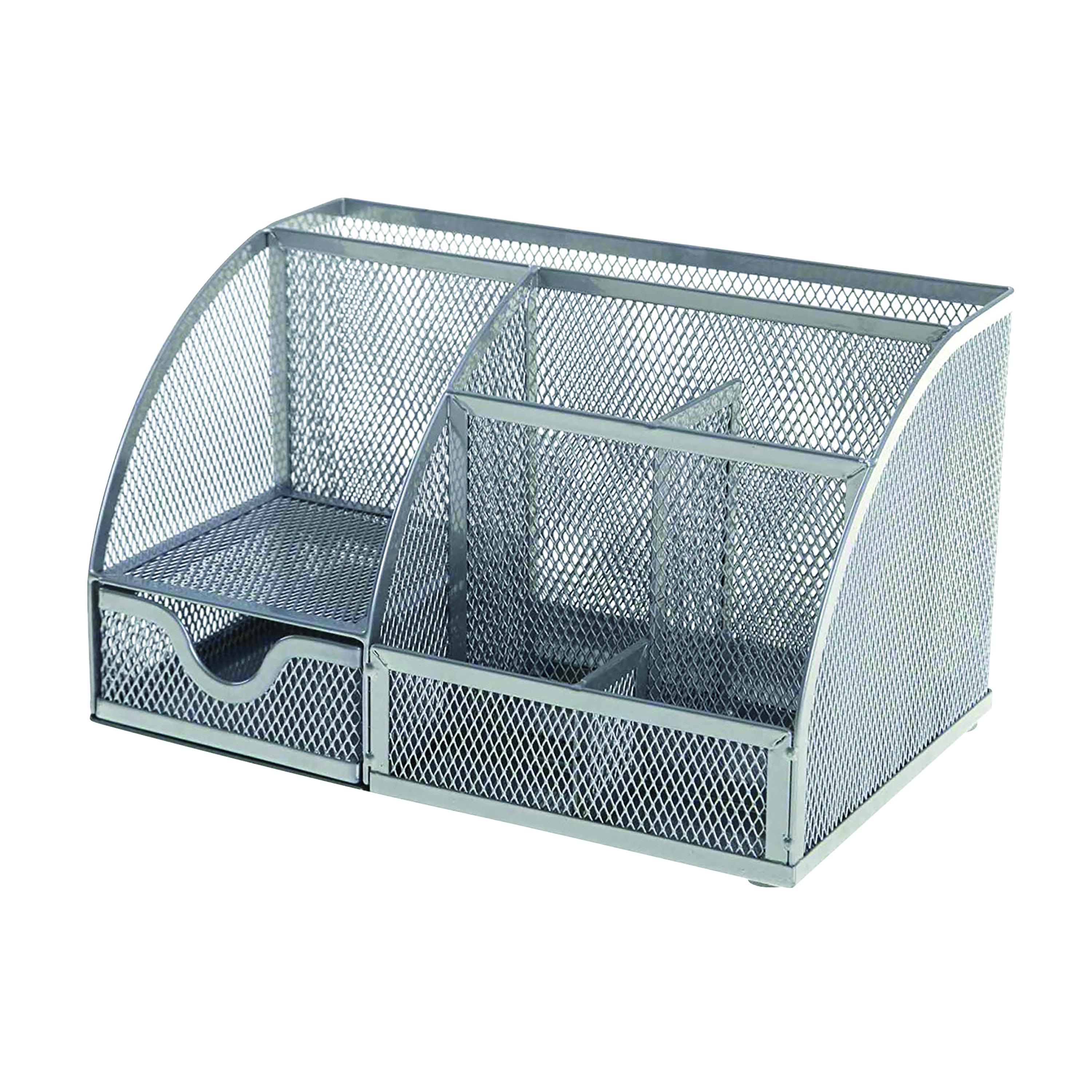 Q-Connect+Curved+Desktop+Organiser+Silver+KF17302
