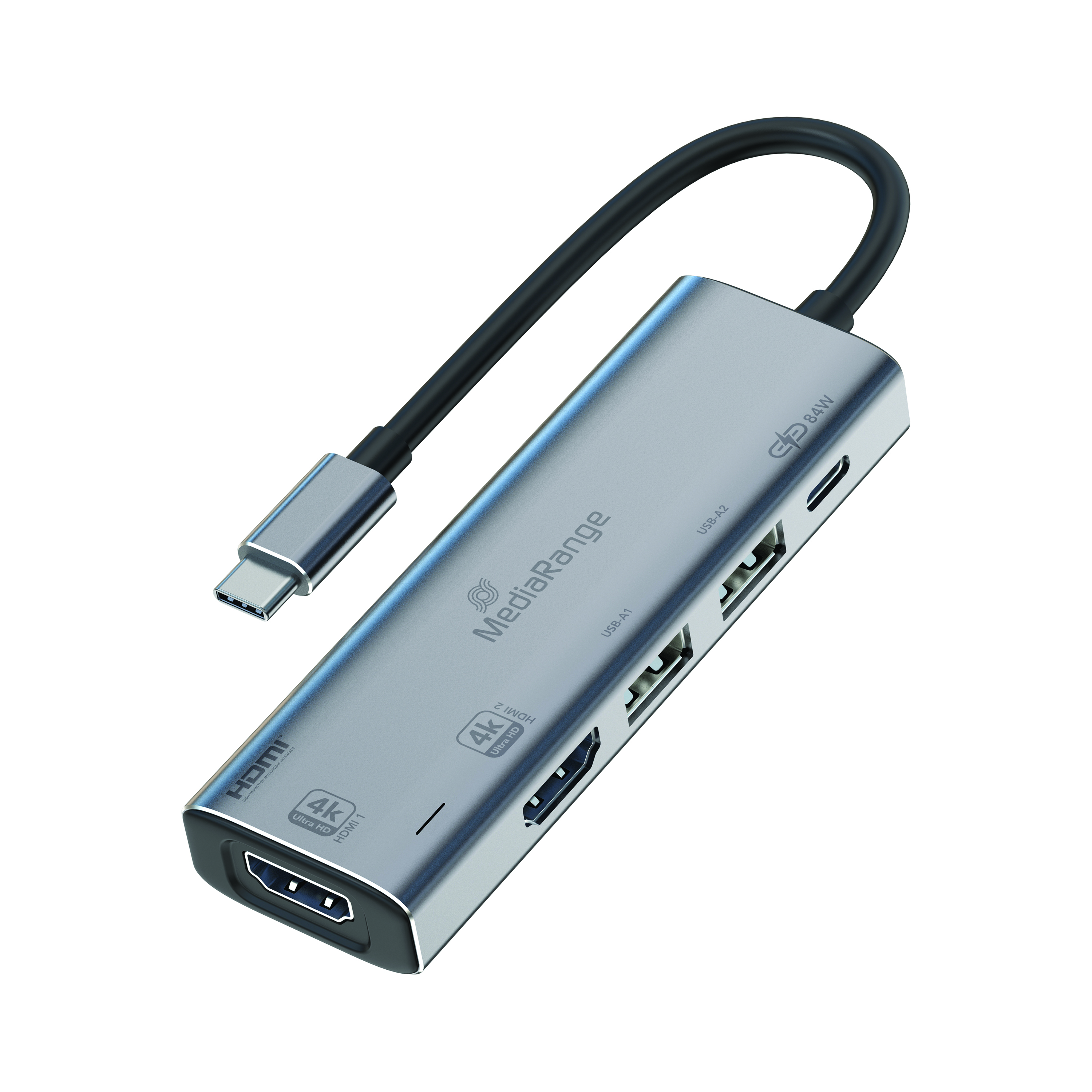 Mediarange+USB+Type-C+5-In-1+Multiport+Adapter+Silver+MRCS511