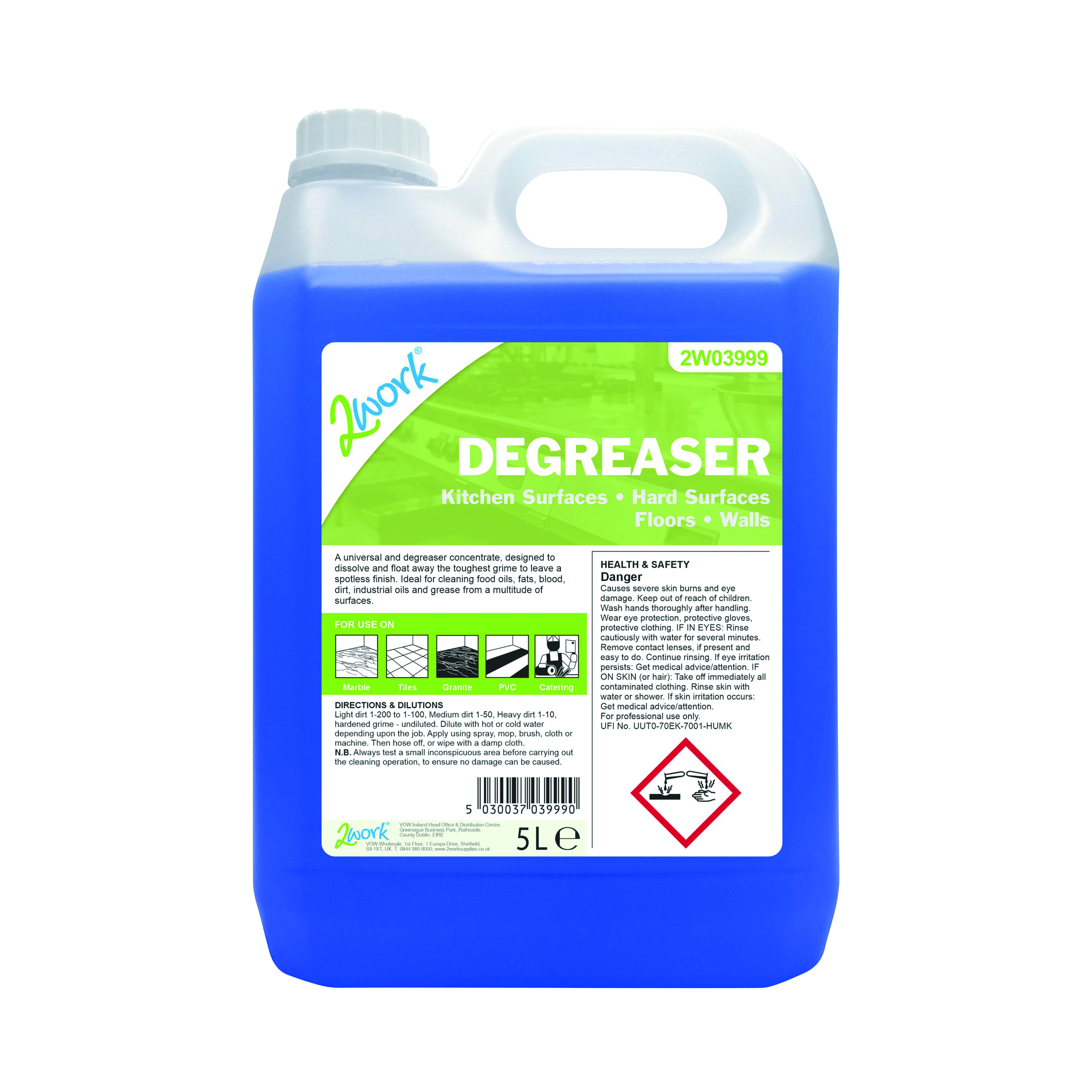 2Work+Kitchen+Cleaner+and+Degreaser+5+Litre+2W03999