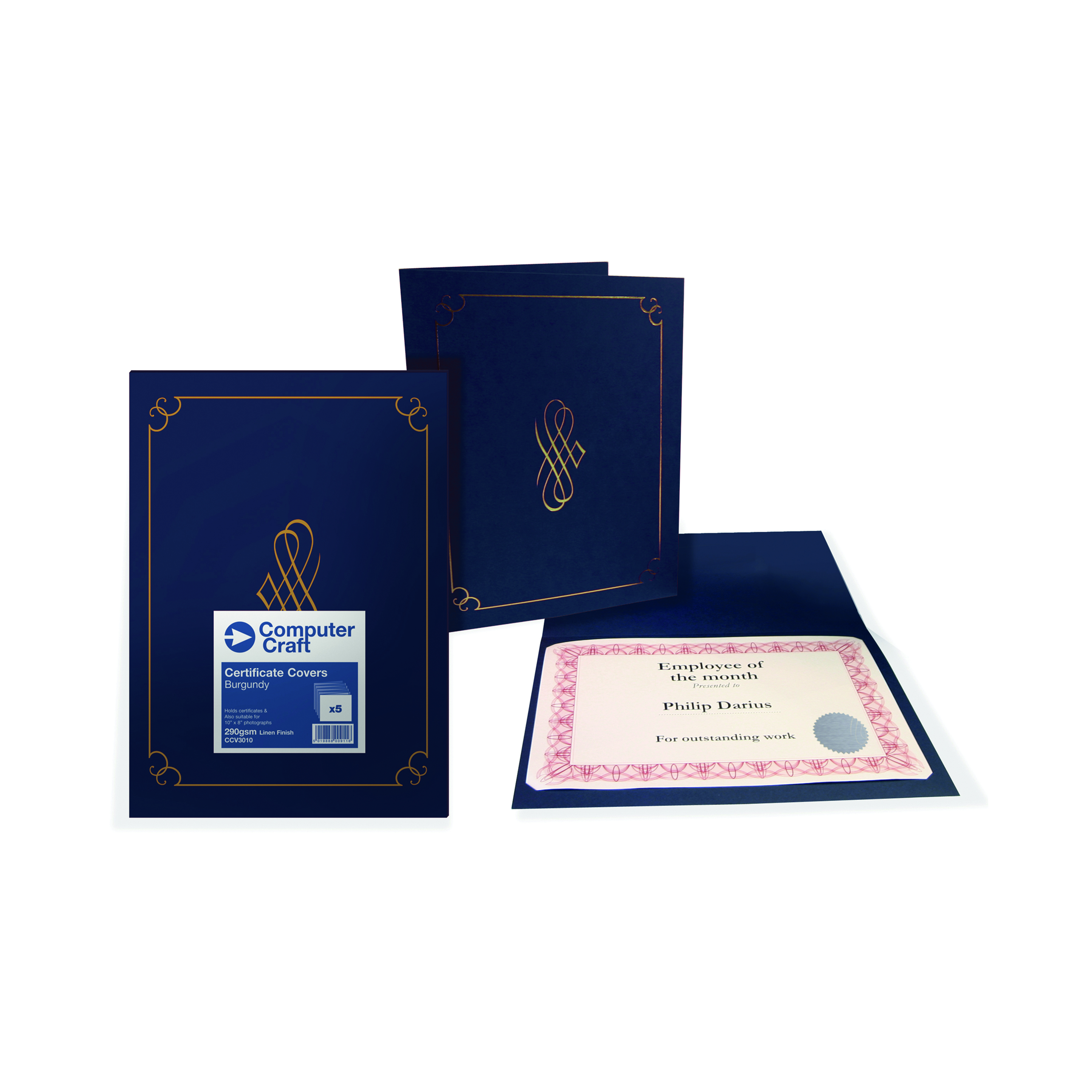 Computer+Craft+Certificate+Covers+290gsm+%28Pack+of+5%29+Blue+13596