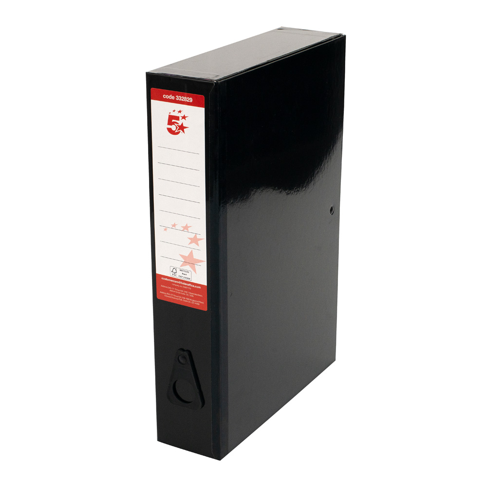 5+Star+Office+Box+File+Foolscap+Black+%28Pack+of+5%29