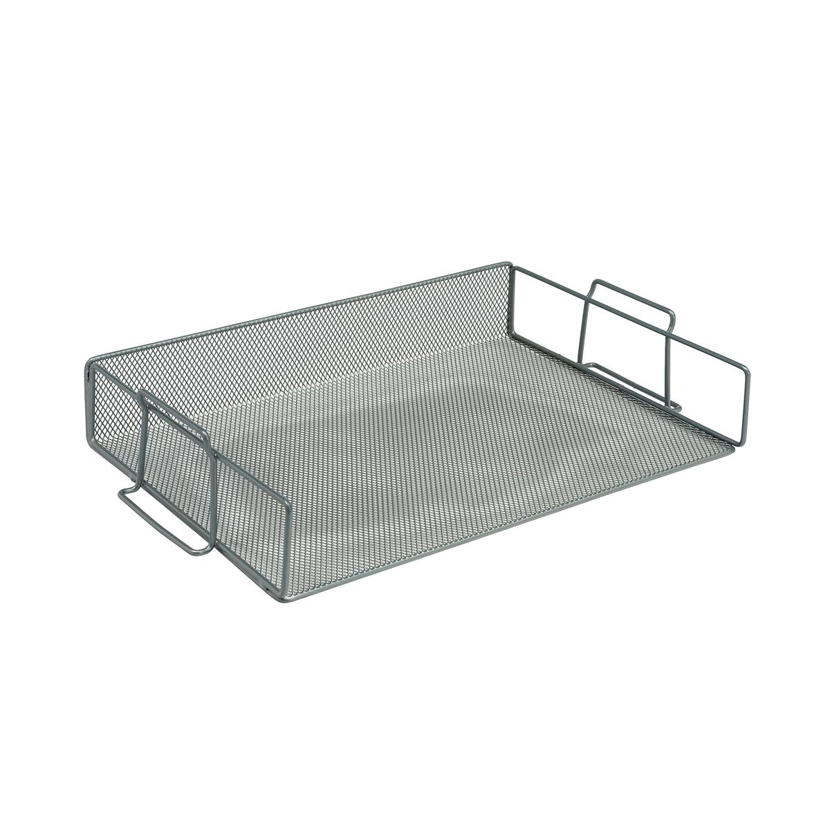 5+Star+Office+Mesh+Letter+Tray+Scratch+Resistant+Stackable+Side+Load+Landscape+Foolscap+Silver