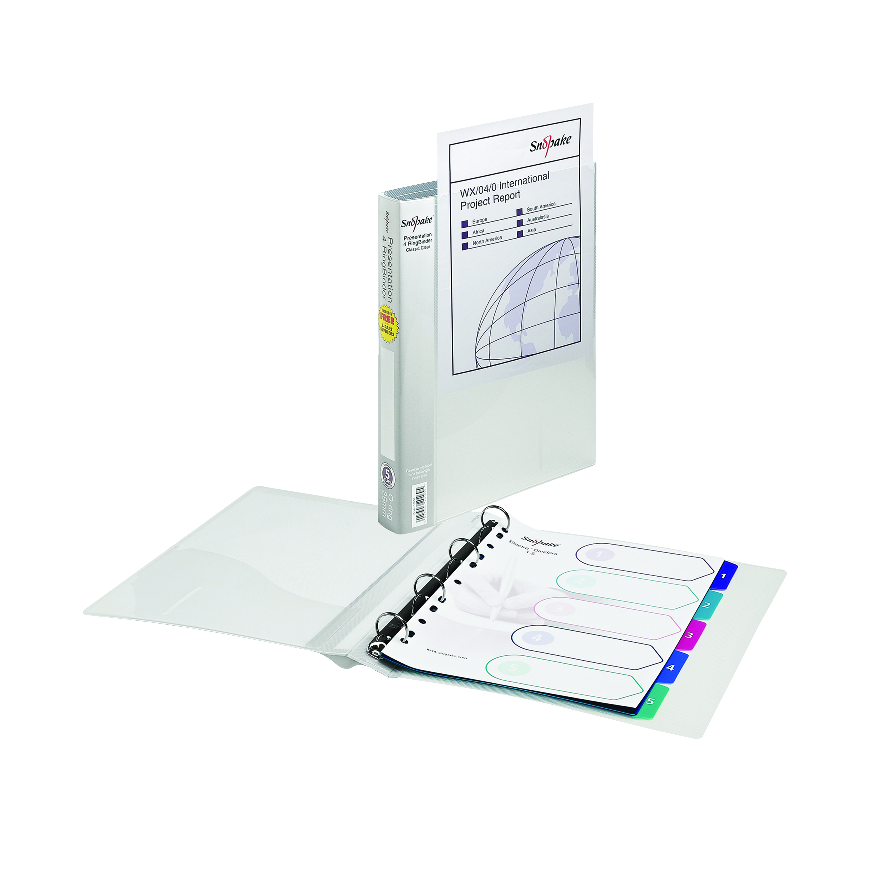 Snopake+Presentation+4+A4+Ring+Binder+25mm+Clear+13368