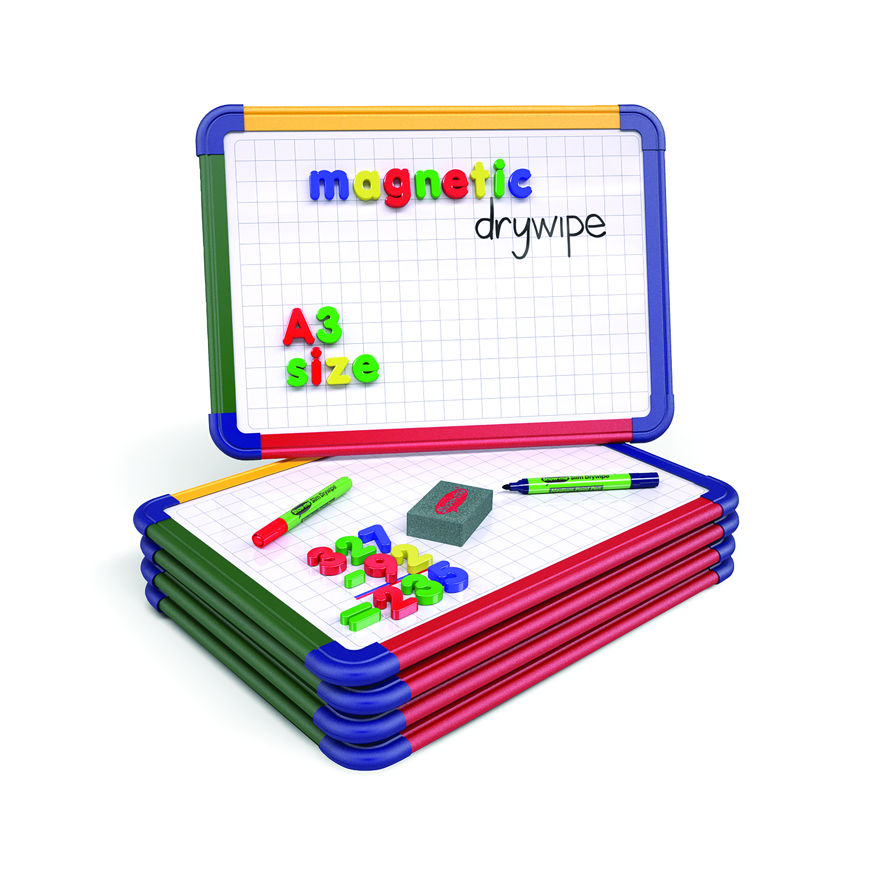 Show-me+Magnetic+Whiteboard+A3+Gridded+%28Pack+of+5%29+MBA3%2F5