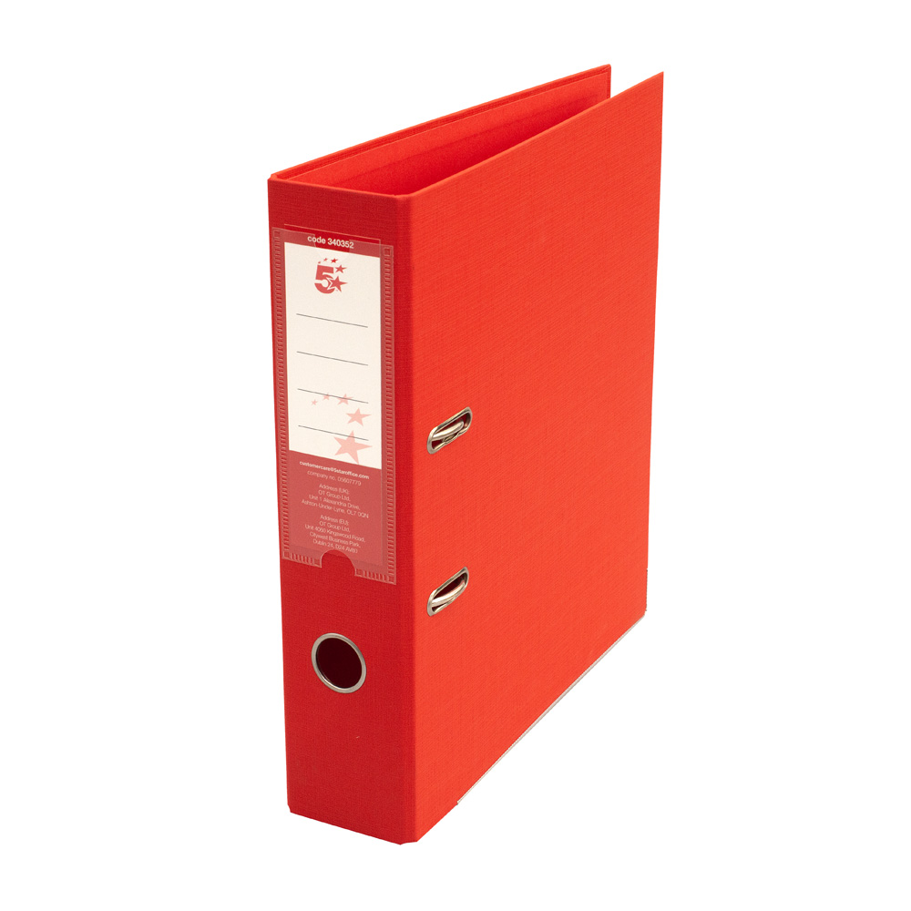 5+Star+Office+Premium+Polypropylene+Lever+Arch+File+A4+Red+%28Pack+of+10%29