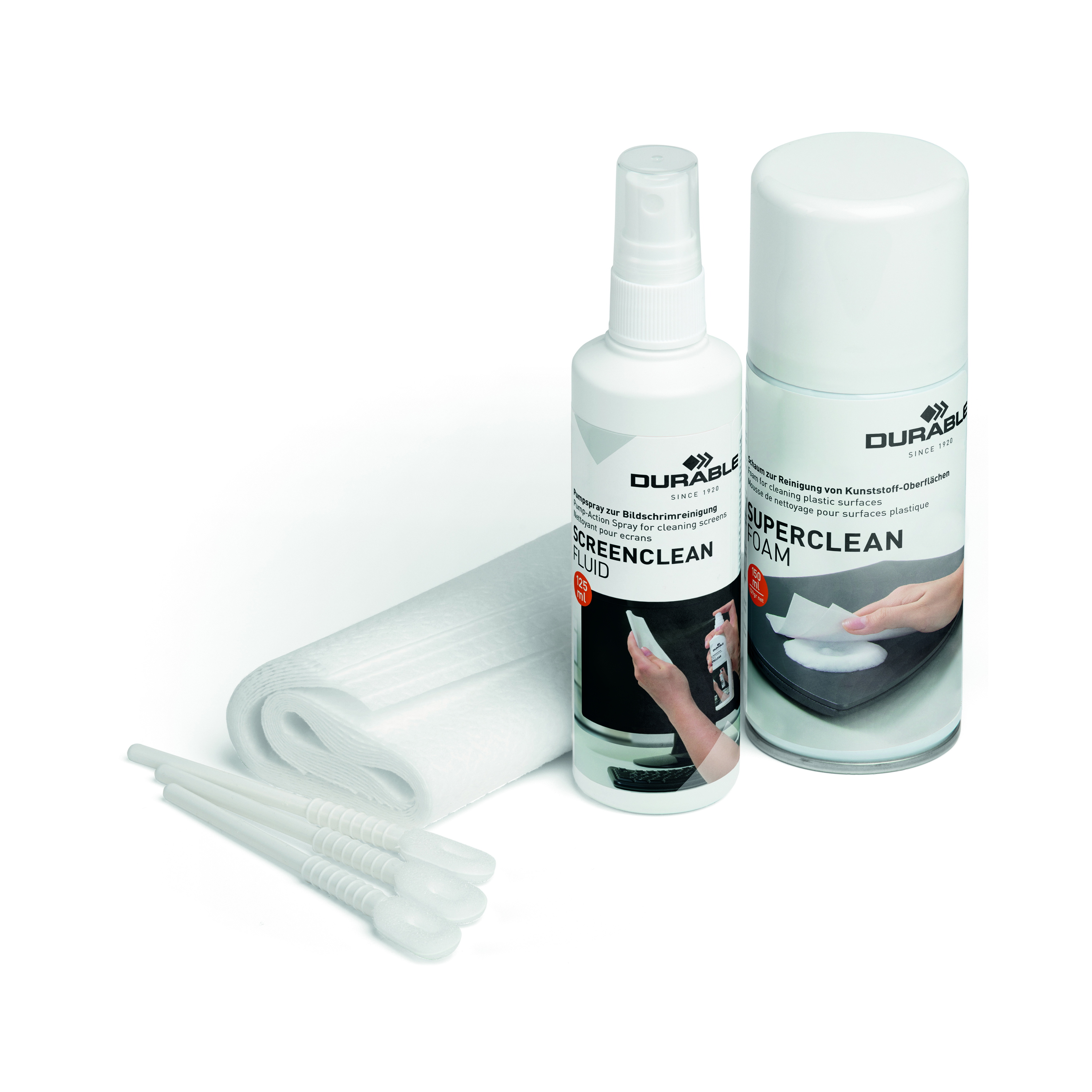 Durable+PC+Tech+Cleaning+Kit+With+Screen+Spray%2C+Foam+Spray%2C+Wipes+and+Keyboard+Tool+583300