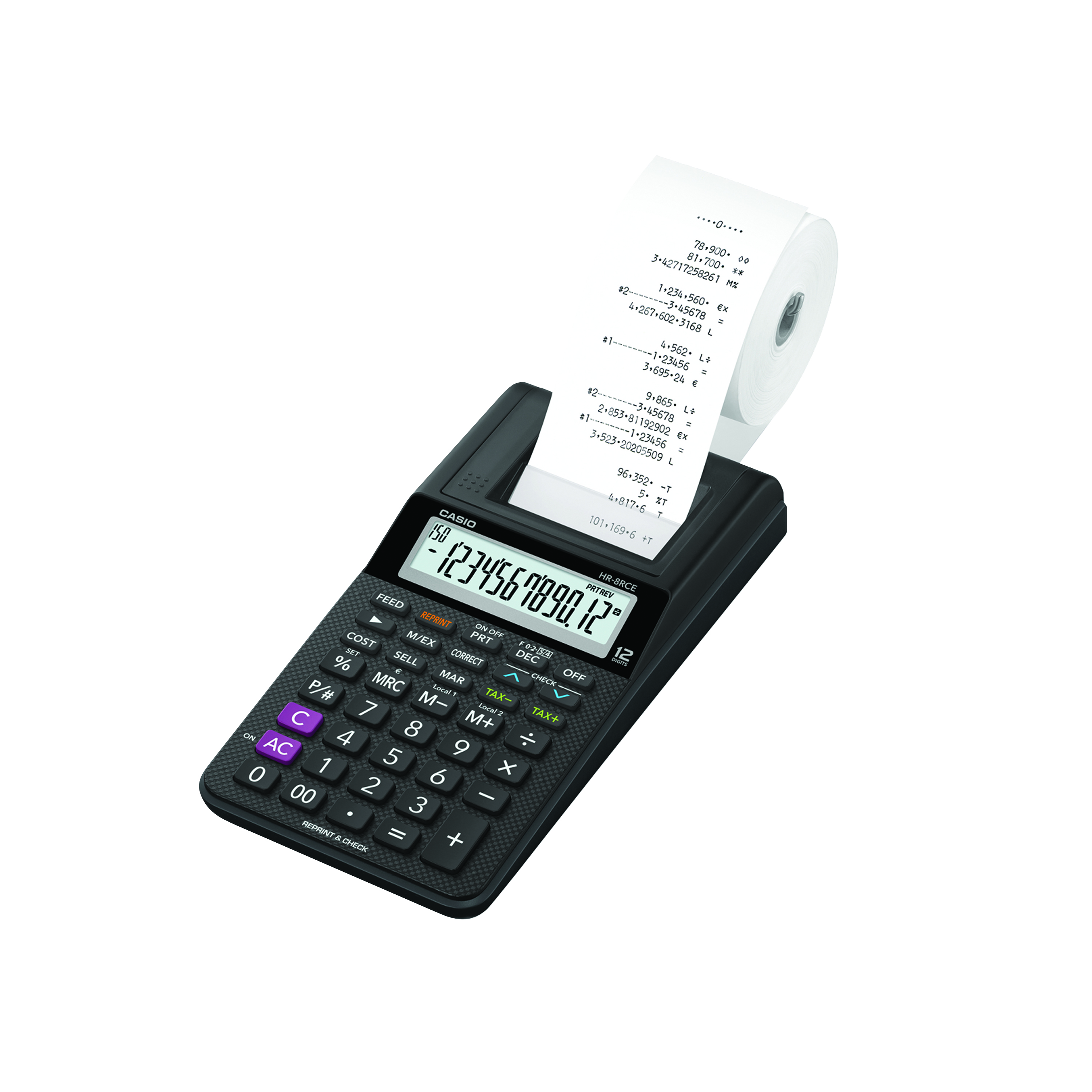 Casio HR-8RCE Printing Calculator Black Compatible with 58mm printing rolls HR8 RCE