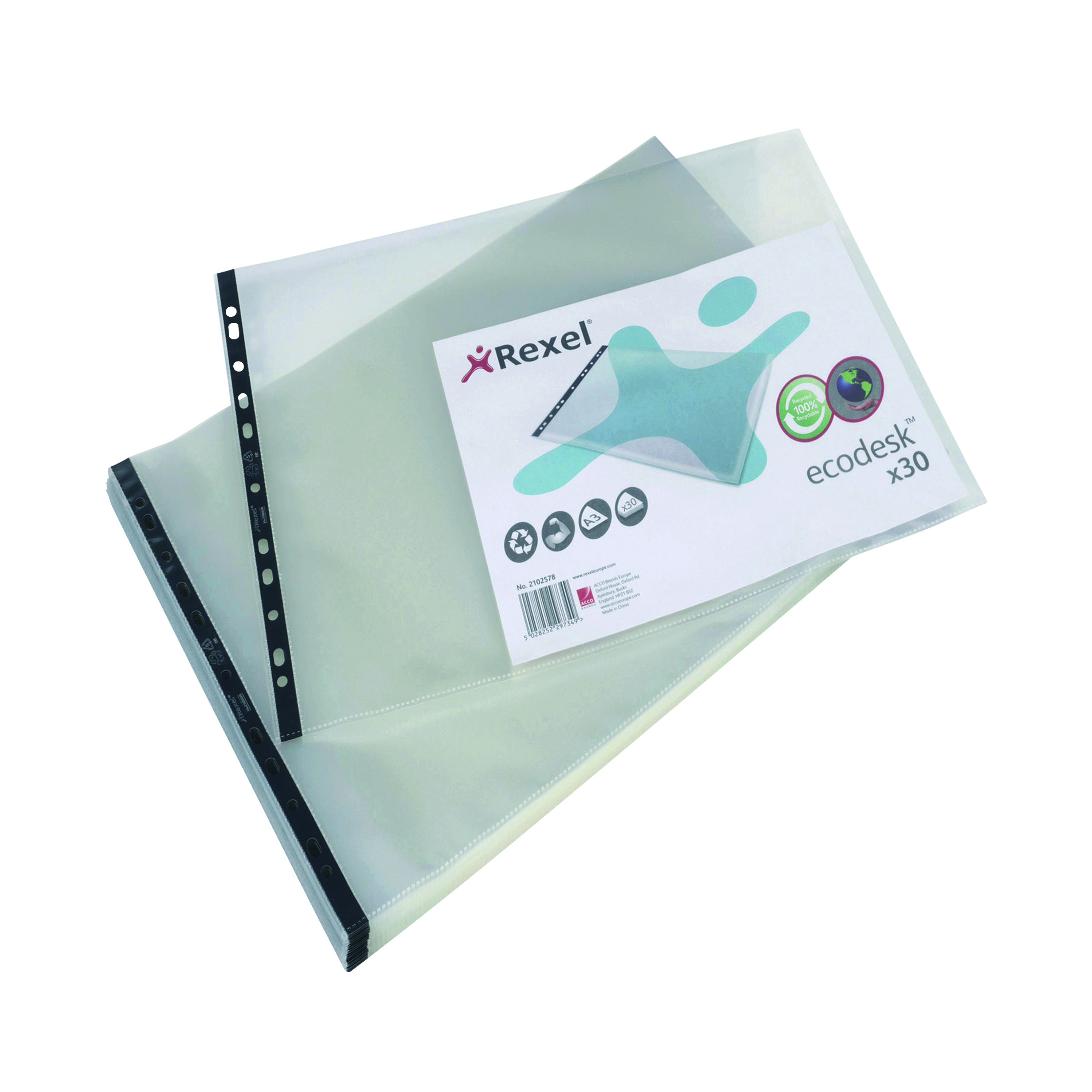 Rexel+Ecodesk+A3+Premium+Recyclable+Landscape+Embossed+Pocket+%28Pack+of+30%29+2102578