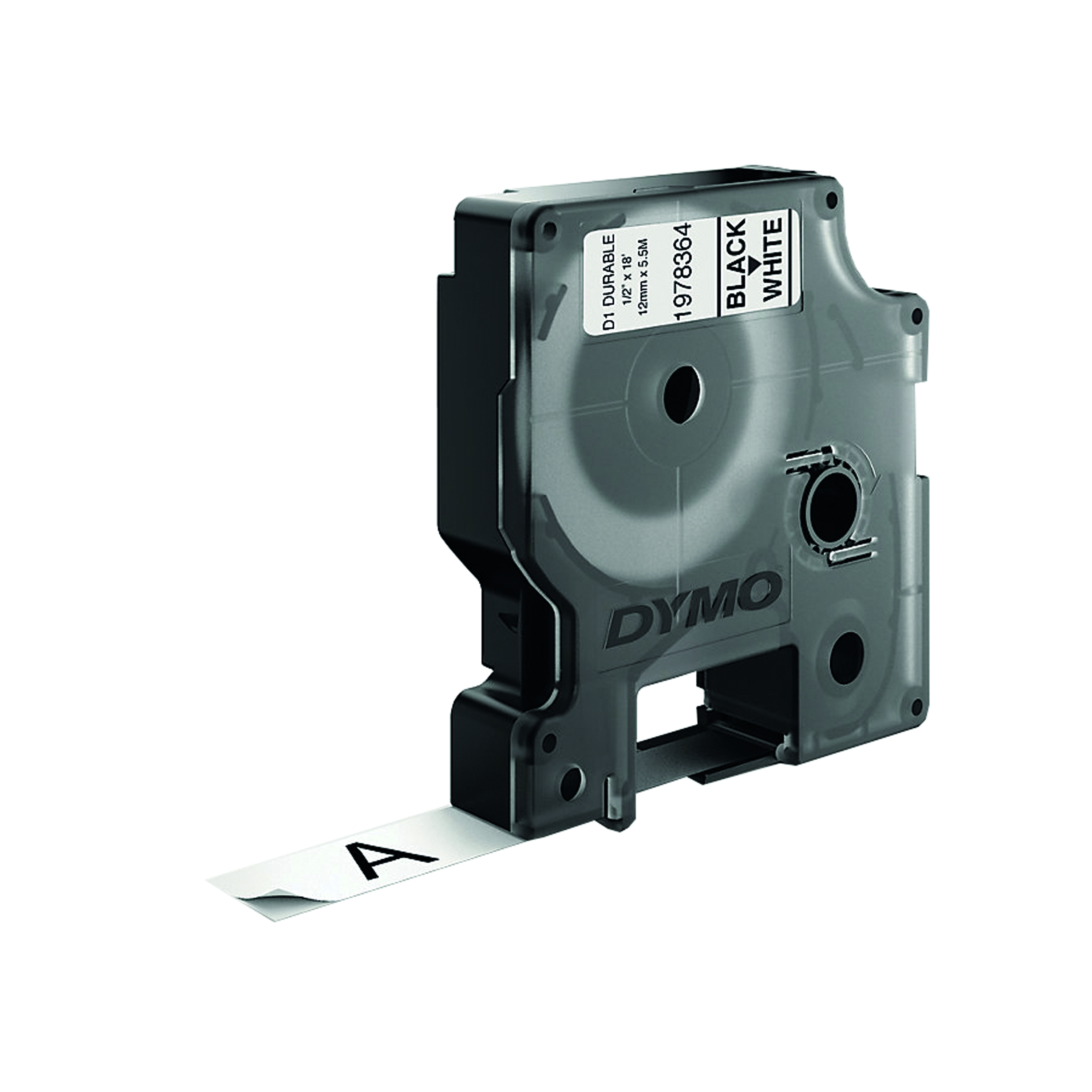 Dymo+Durable+D1+Labelling+Tape+12mm+x+5.5m+Black+on+White+1978364