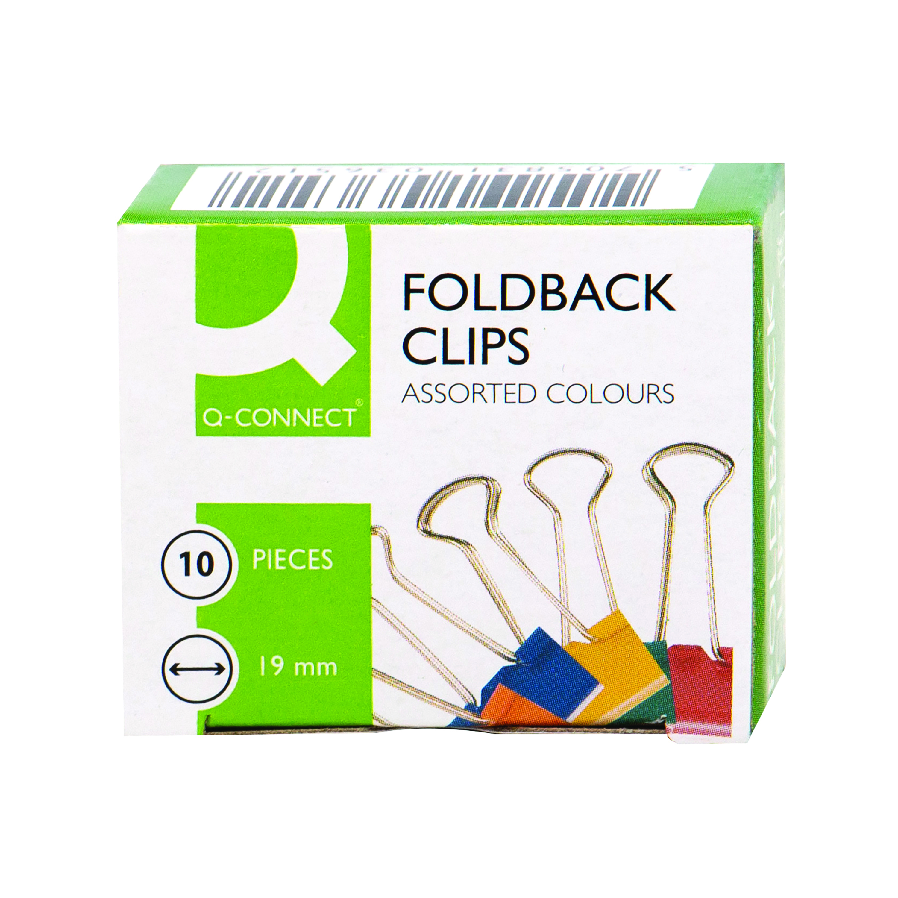 Q-Connect+Foldback+Clip+19mm+Assorted+%28Pack+of+10%29+KF03651