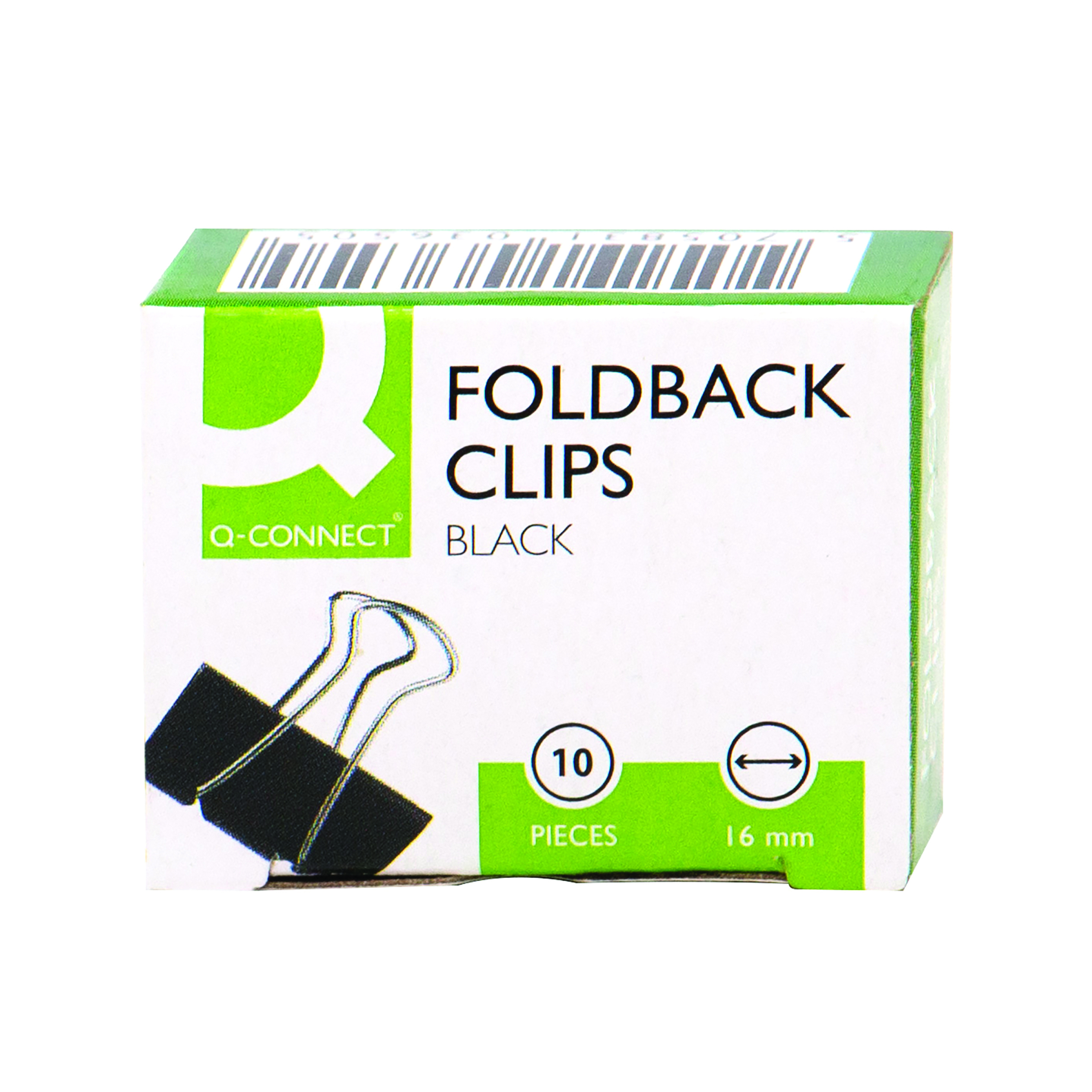 Q-Connect+Foldback+Clip+16mm+Black+%28Pack+of+10%29+KF03650