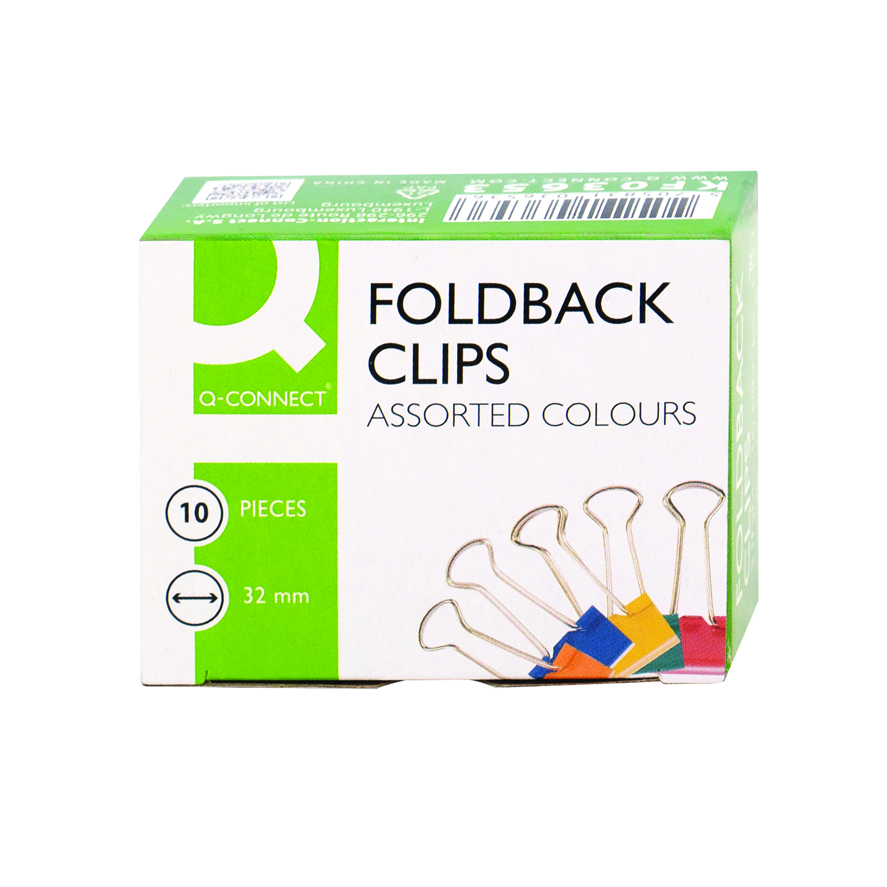 Q-Connect+Foldback+Clip+32mm+Assorted+%28Pack+of+10%29+KF03653