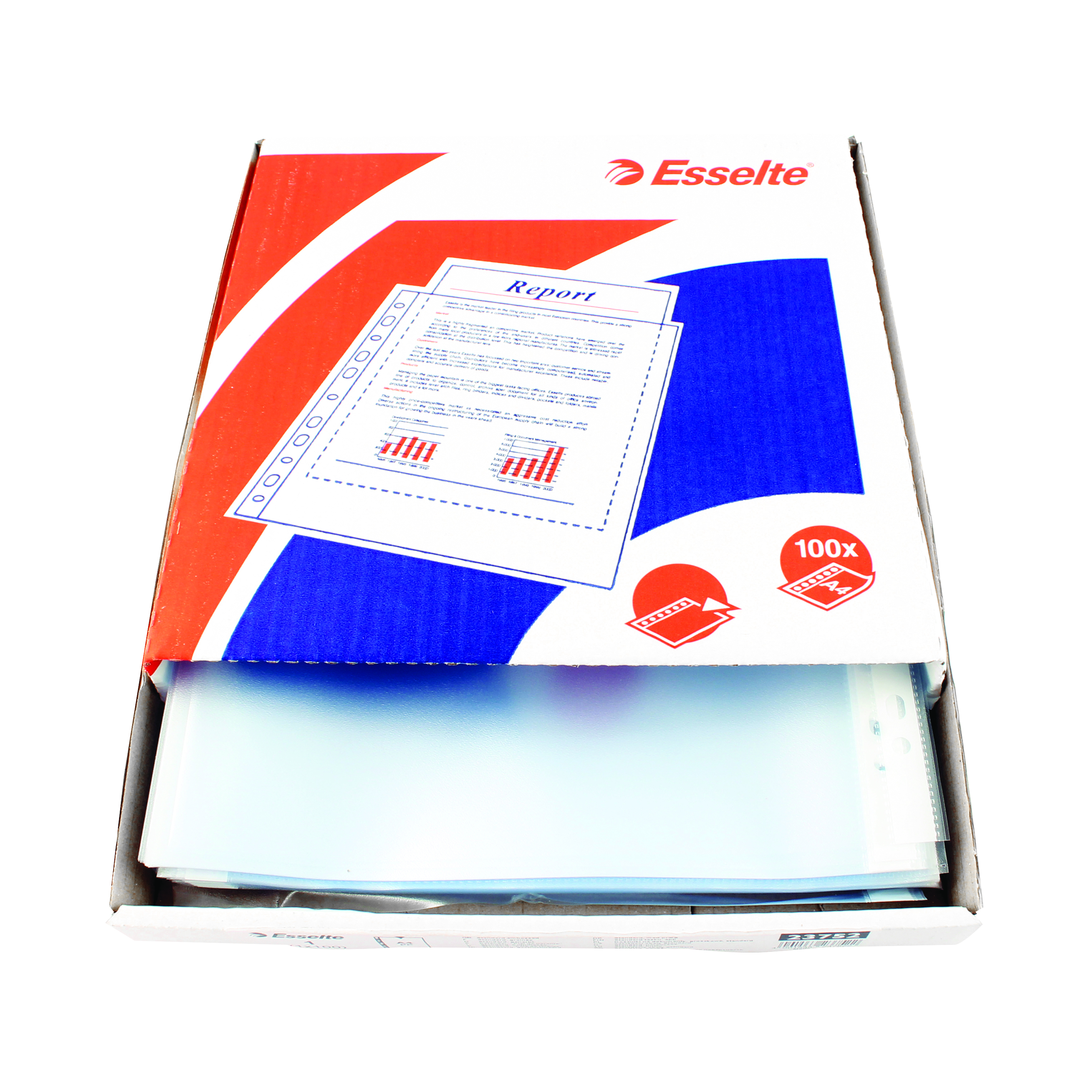Esselte+Pocket+Top+Opening+Embossed+A4+Clear+%28Pack+of+100%29+23752