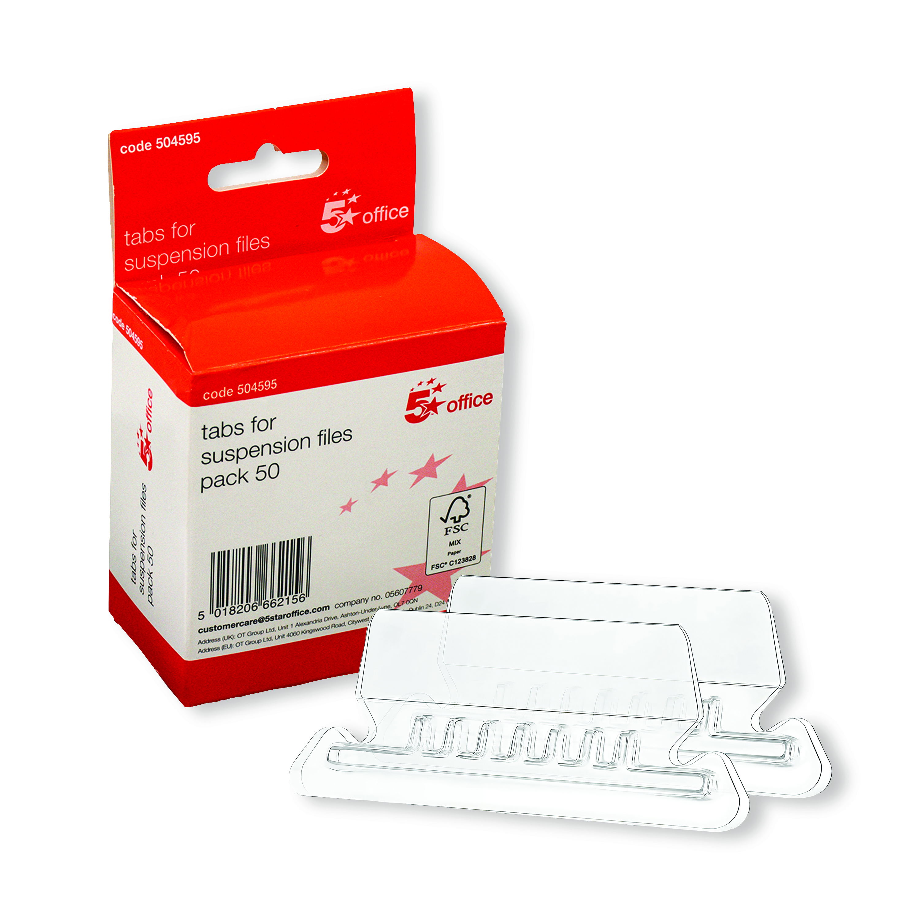 5+Star+Plastic+Tabs+for+Suspension+File+Clear+%28Pack+of+50%29+504595