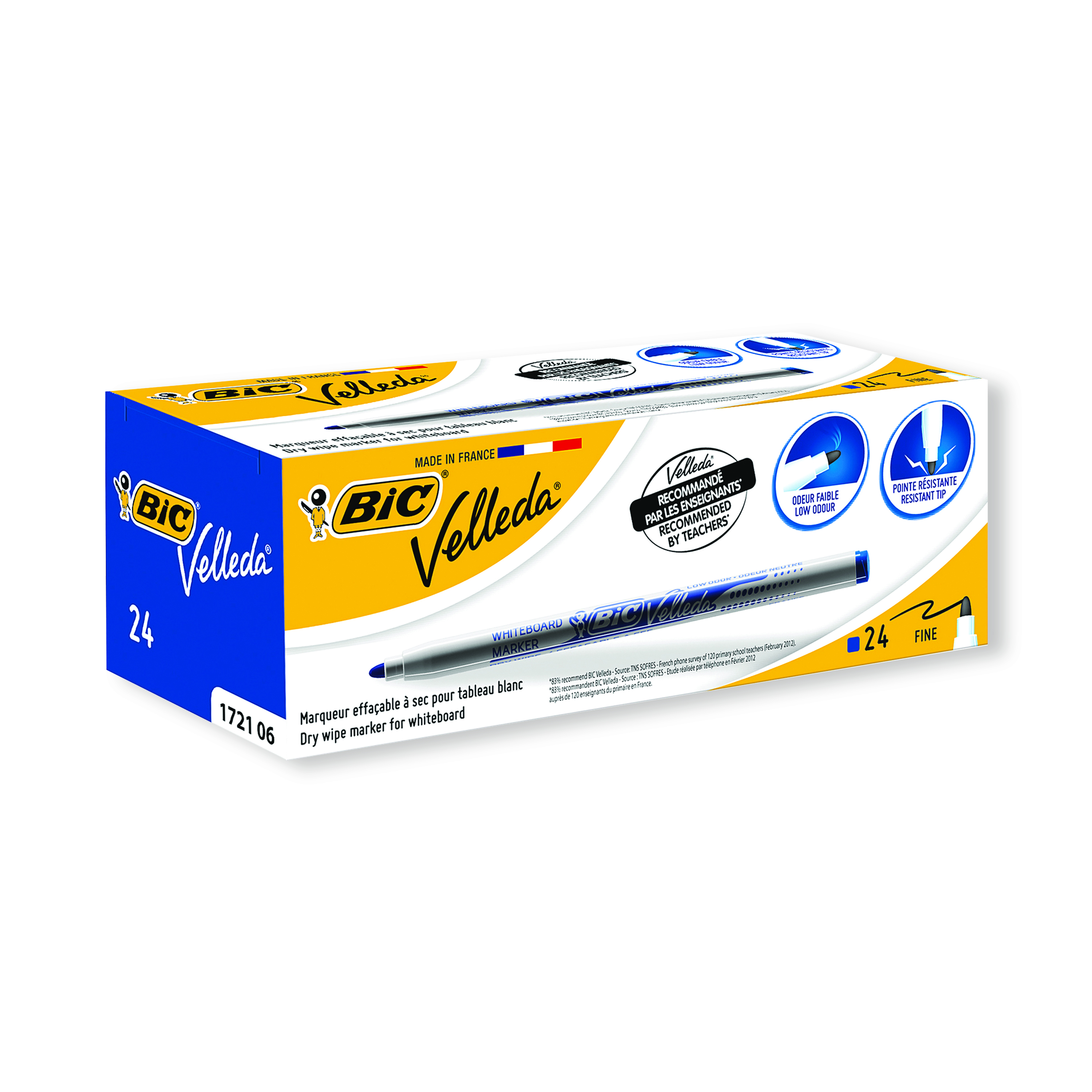 Bic+Velleda+1721+Whiteboard+Marker+Fine+Blue+%28Pack+of+24%29+841841