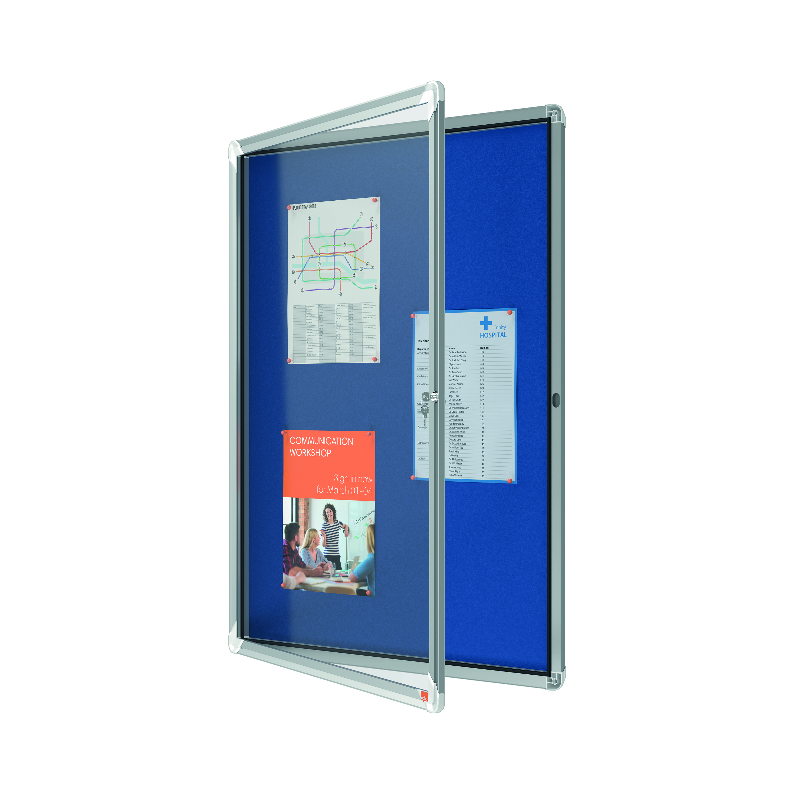 Nobo+Premium+Plus+Felt+Lockable+Notice+Board+9xA4+1902556