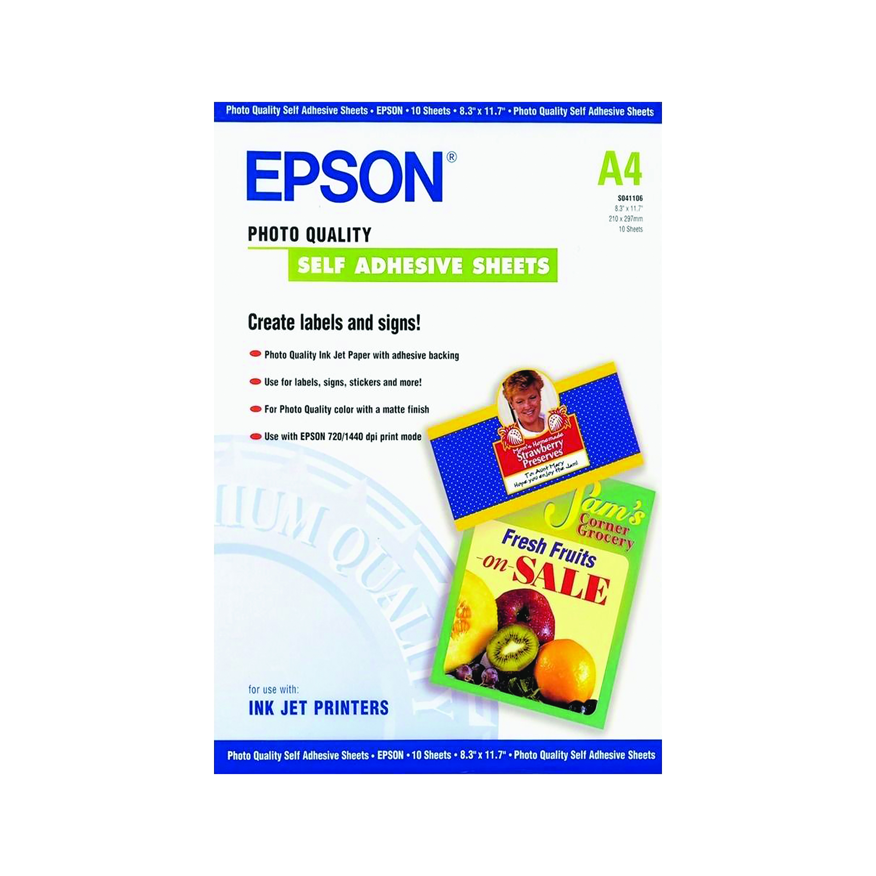 Epson+Self-Adhesive+Photo+Paper+A4+%28Pack+of+10%29+C13S041106