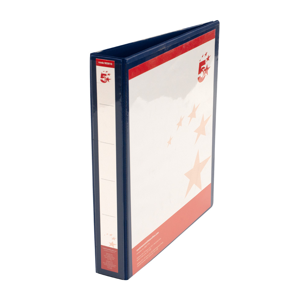 5+Star+Office+A4+Presentation+Ring+Binder+Polypropylene+25mm+4D-Ring+Blue+%28Pack+of+10%29