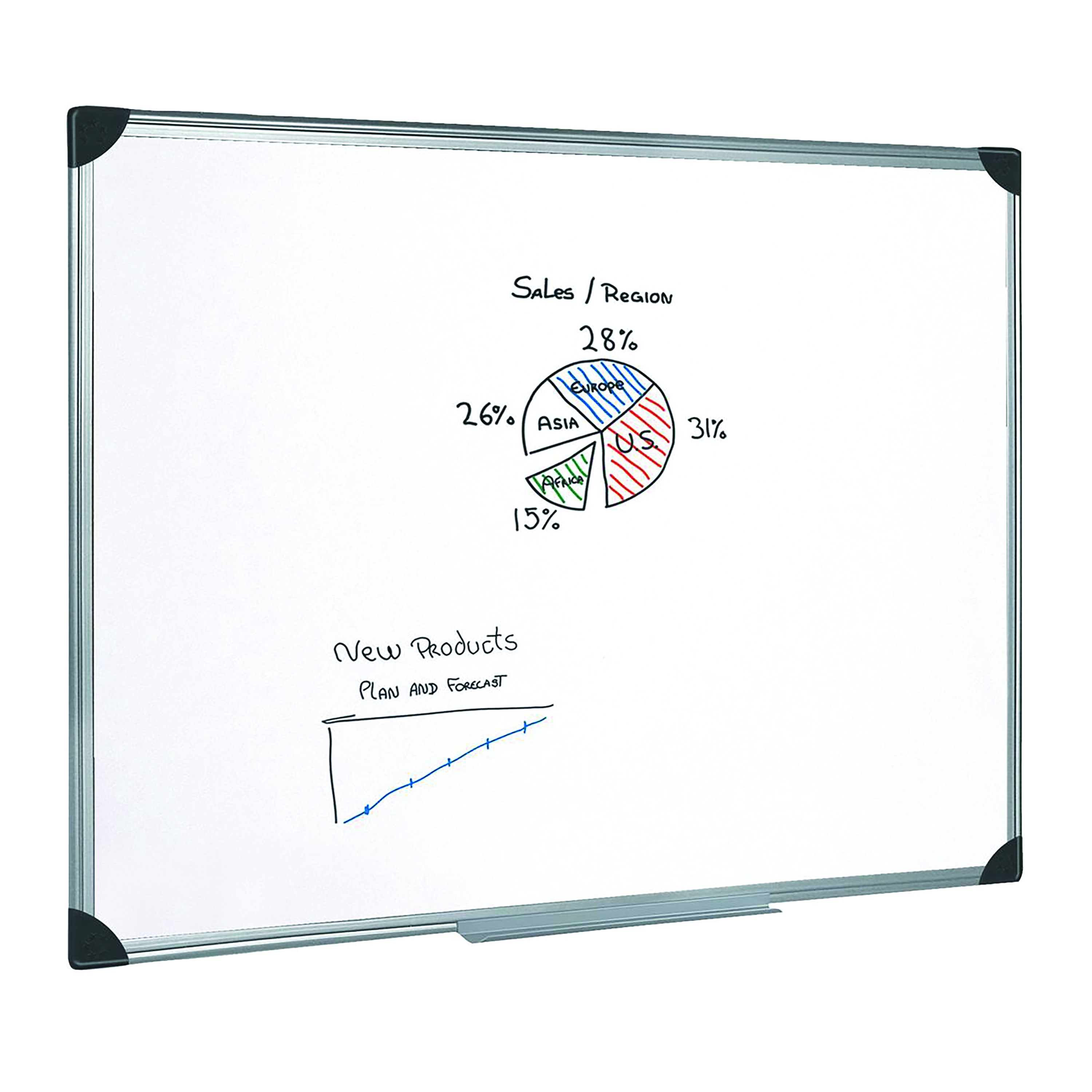 5+Star+Whiteboard+Drywipe+Magnetic+with+Pen+Tray+and+Aluminium+Trim+1800x1200mm+909315