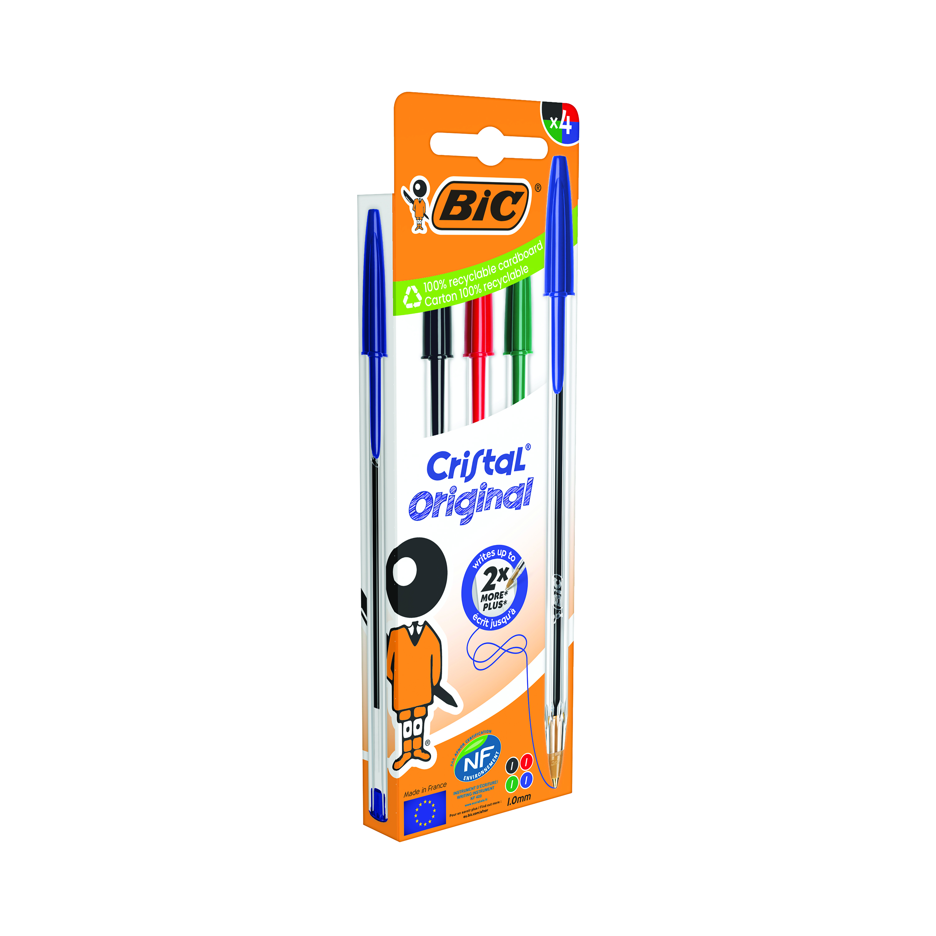 Bic+Cristal+Ballpoint+Pen+Medium+Assorted+%28Pack+of+4%29+516834