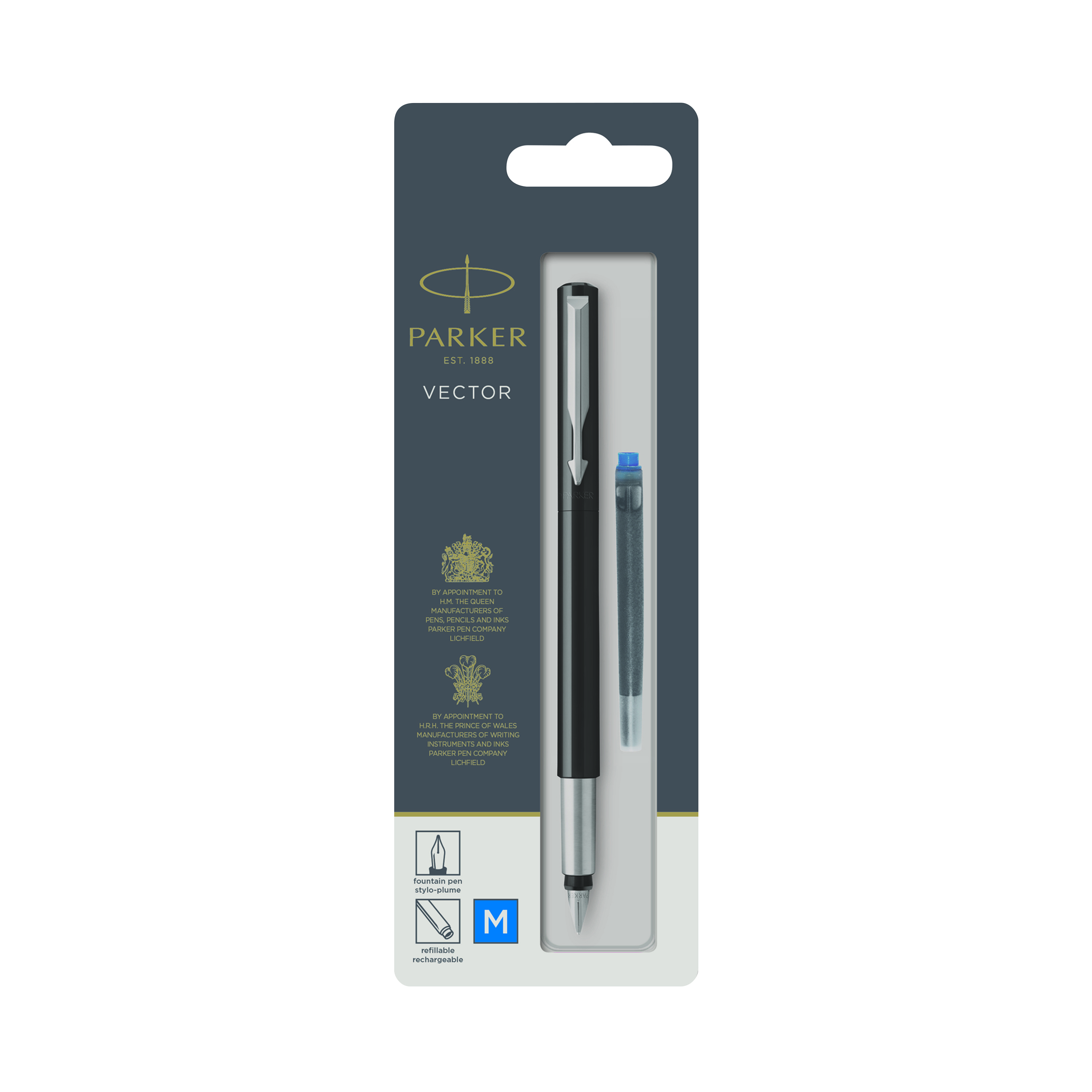 Parker+Vector+Fountain+Pen+Medium+Black+with+Chrome+Trim+67407+S0881041