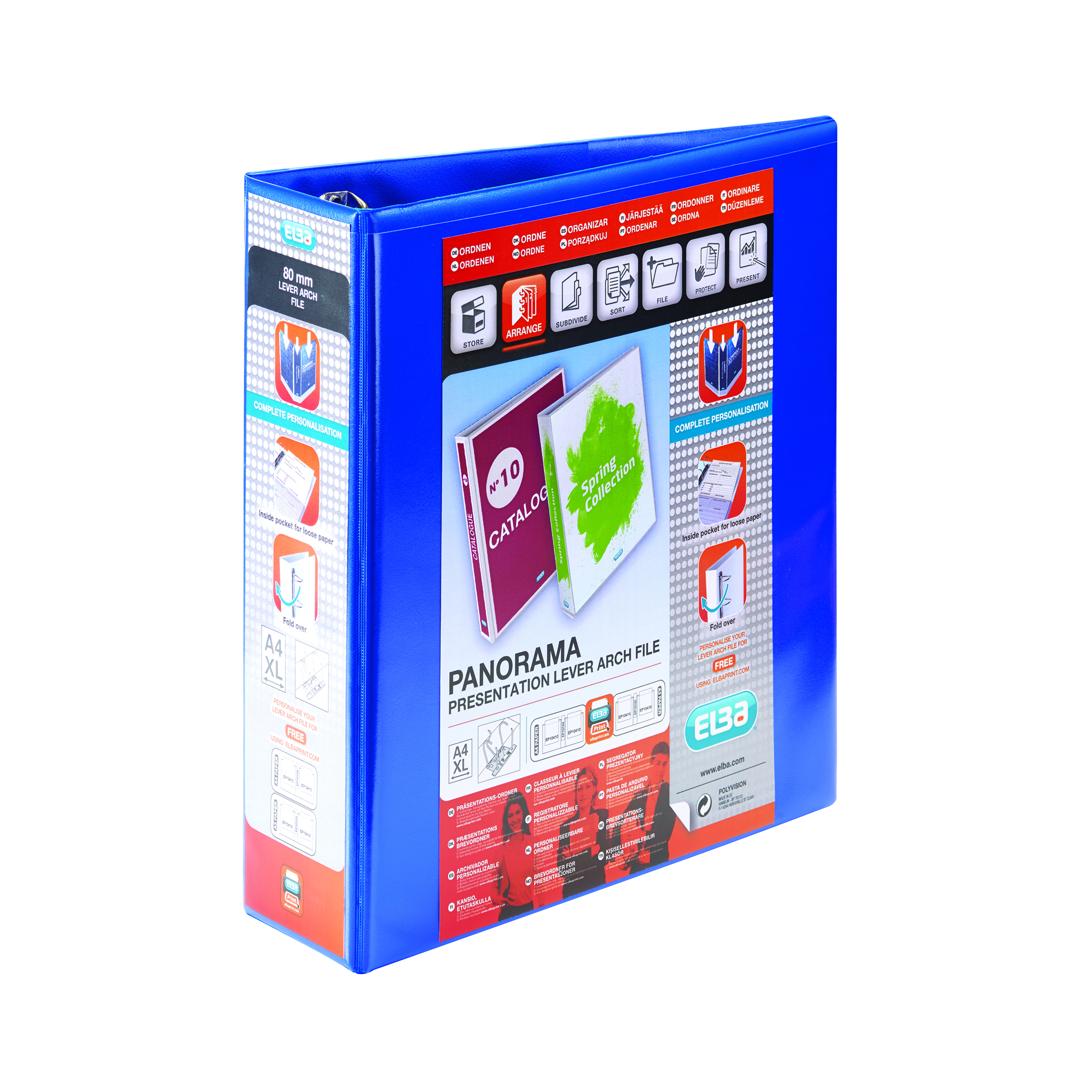 Elba+Panorama+65mm+Presentation+Lever+Arch+File+A4+Blue+%285+Pack%29+400008438