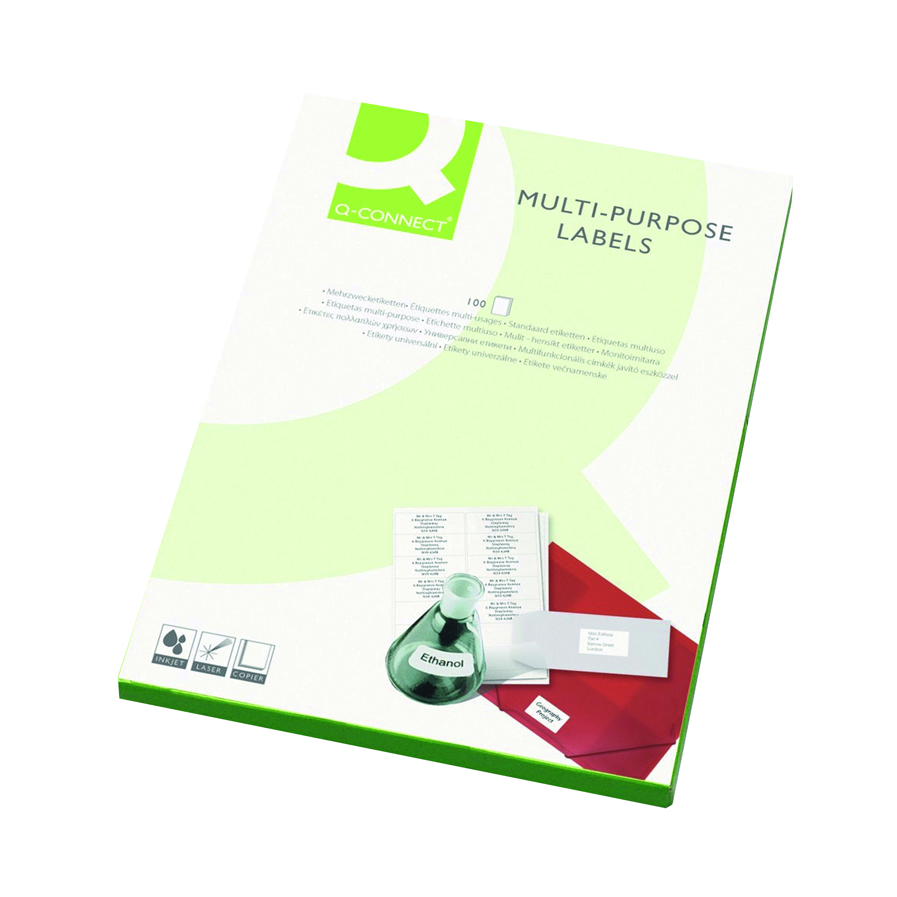 Q-Connect+Multipurpose+Labels+99.1x34mm+16+Per+Sheet+White+%281600+Pack%29+KF26053