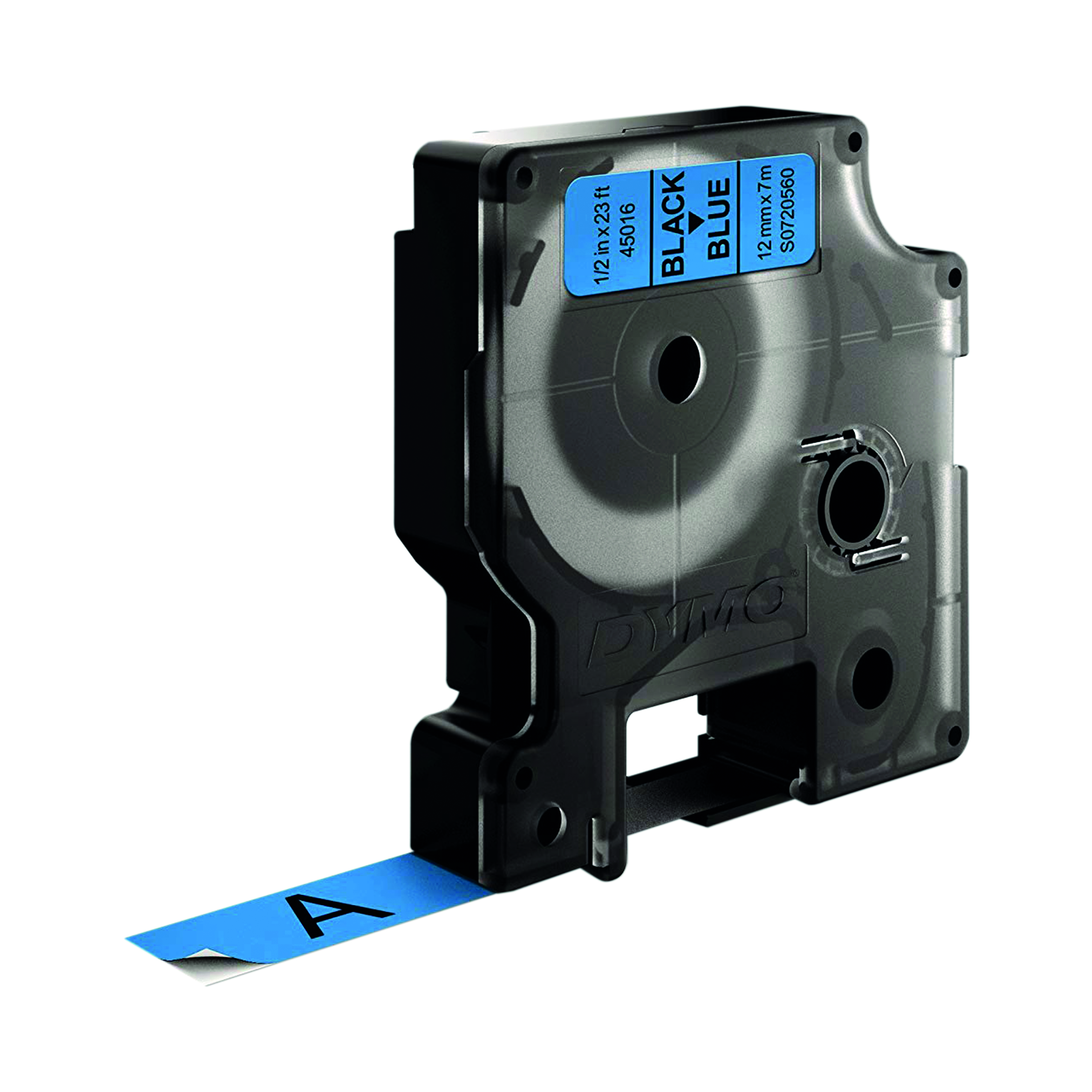Dymo+45016+D1+LabelMaker+Tape+12mm+x+7m+Black+on+Blue+S0720560