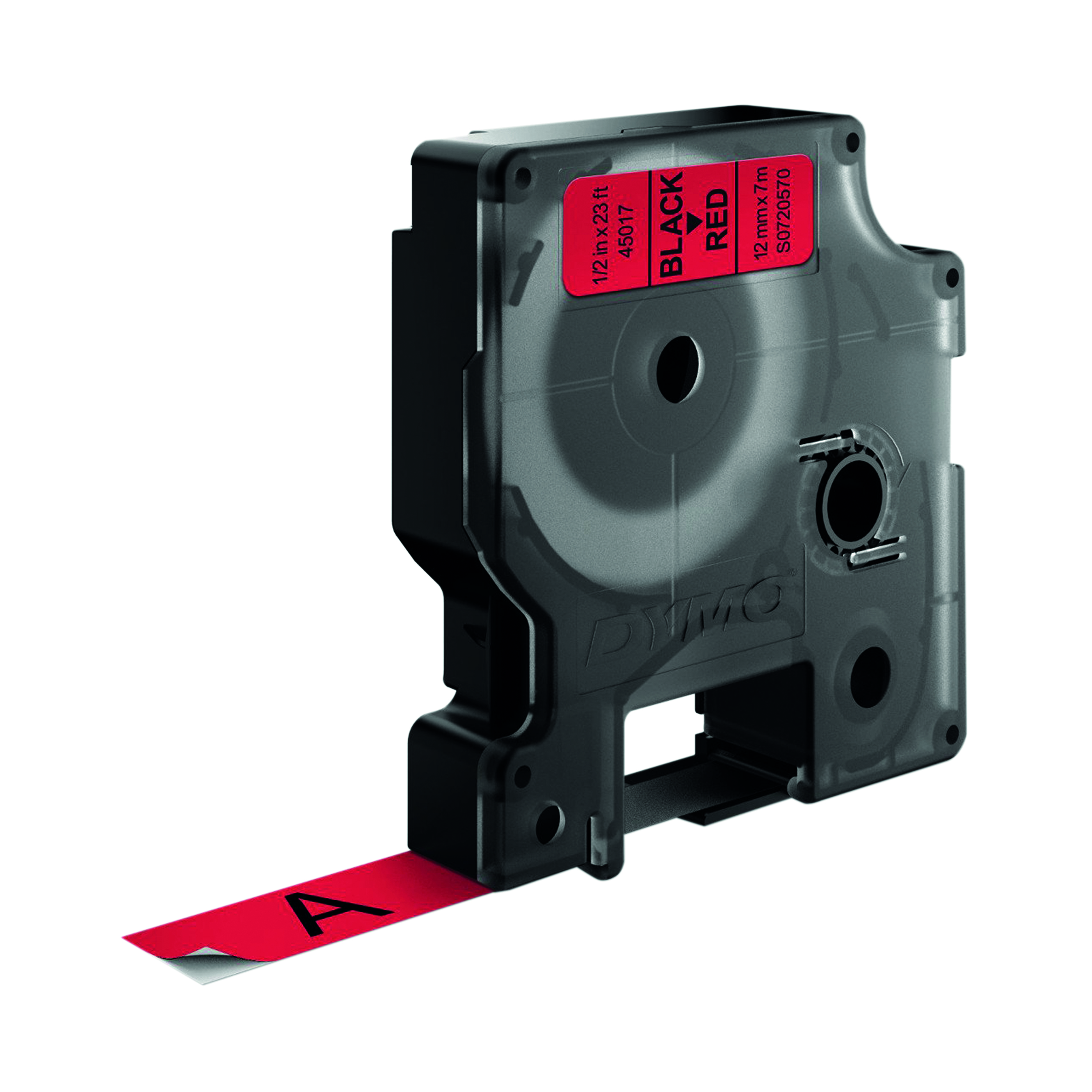 Dymo+45017+D1+LabelMaker+Tape+12mm+x+7m+Black+on+Red+S0720570