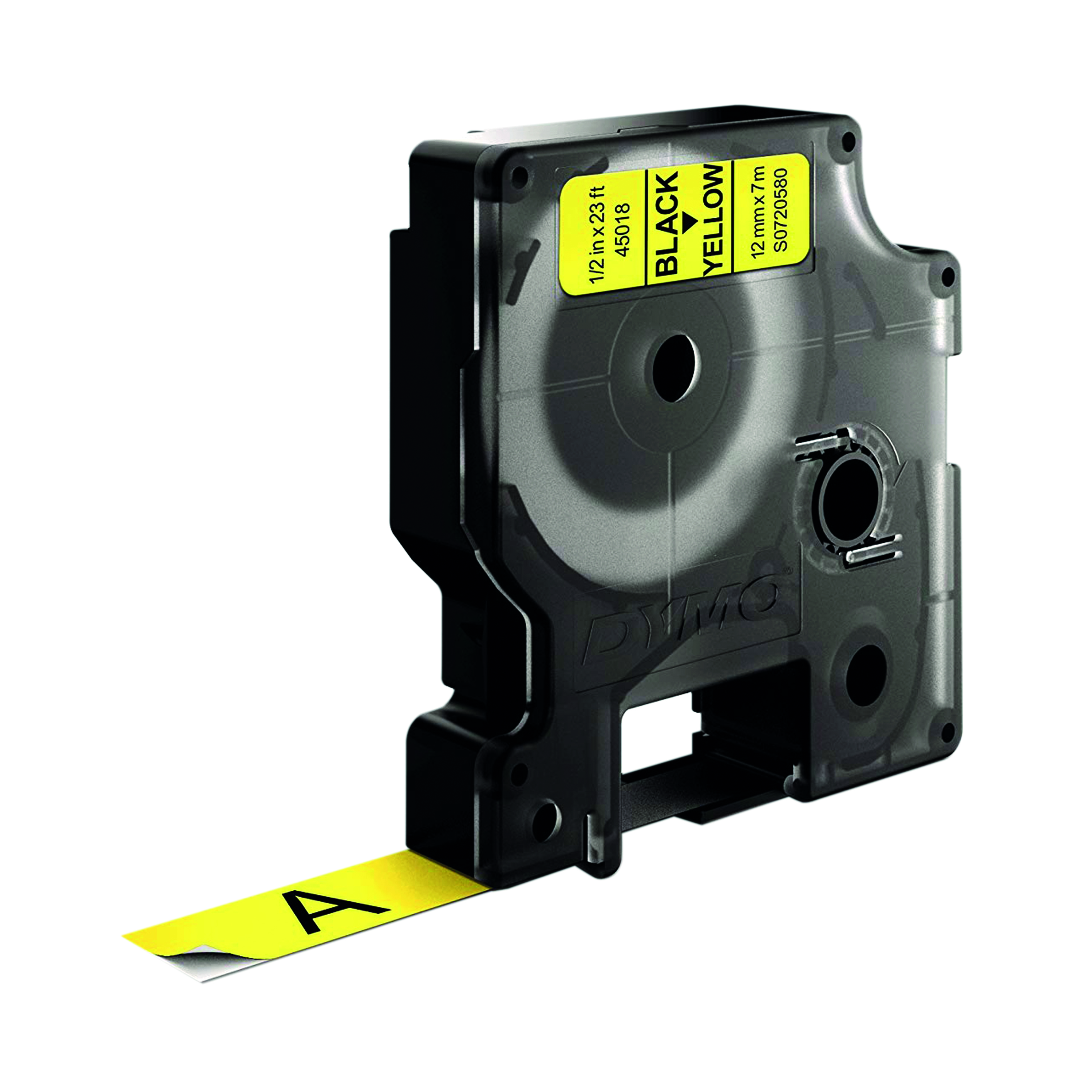 Dymo+45018+D1+LabelMaker+Tape+12mm+x+7m+Black+on+Yellow+S0720580