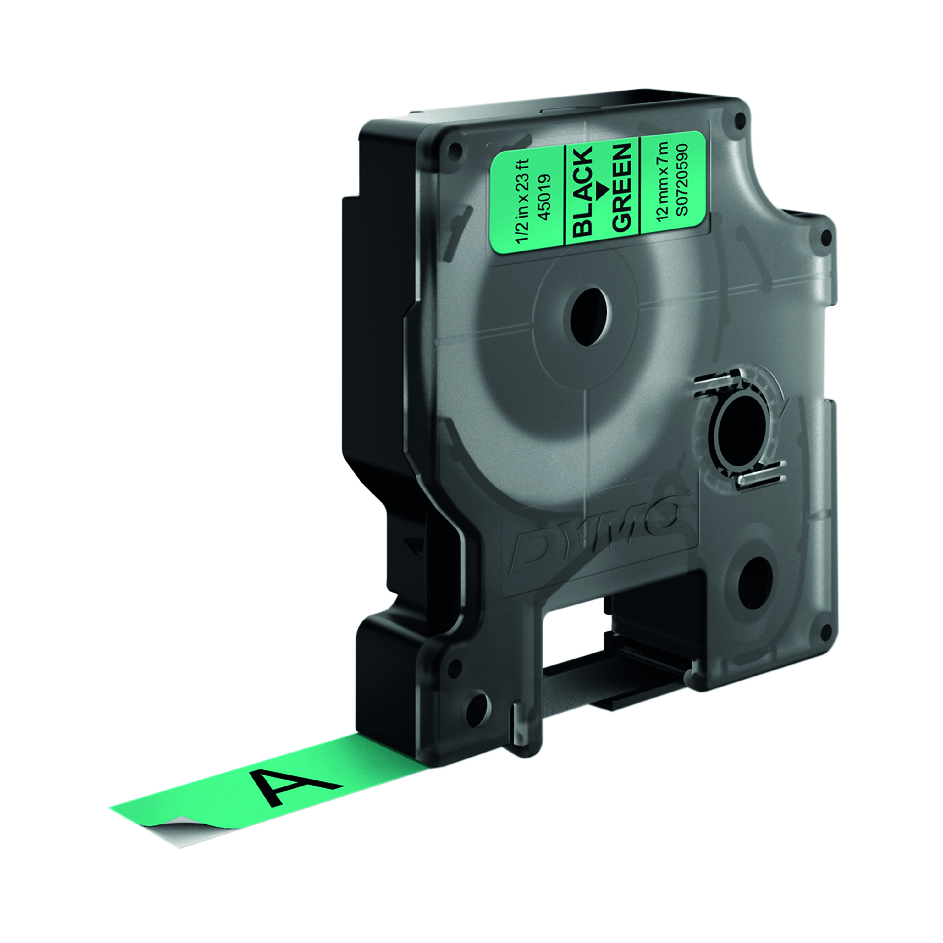 Dymo+45019+D1+LabelMaker+Tape+12mm+x+7m+Black+on+Green+S0720590