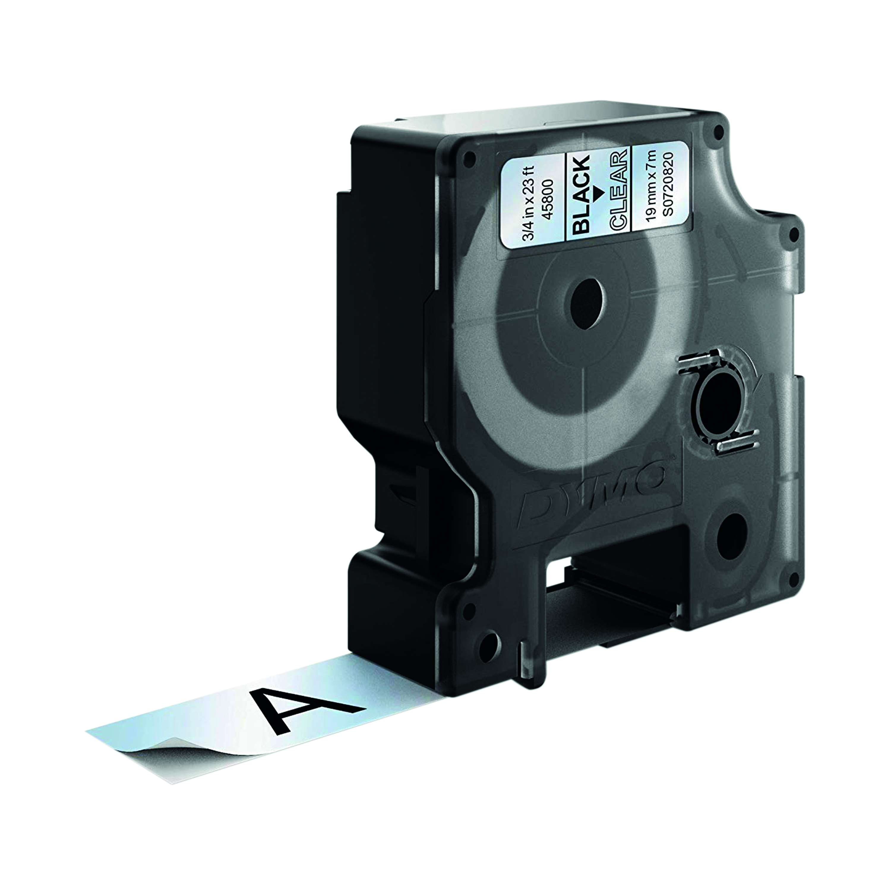 Dymo+45800+D1+LabelMaker+Tape+19mm+x+7m+Black+on+Clear+S0720820