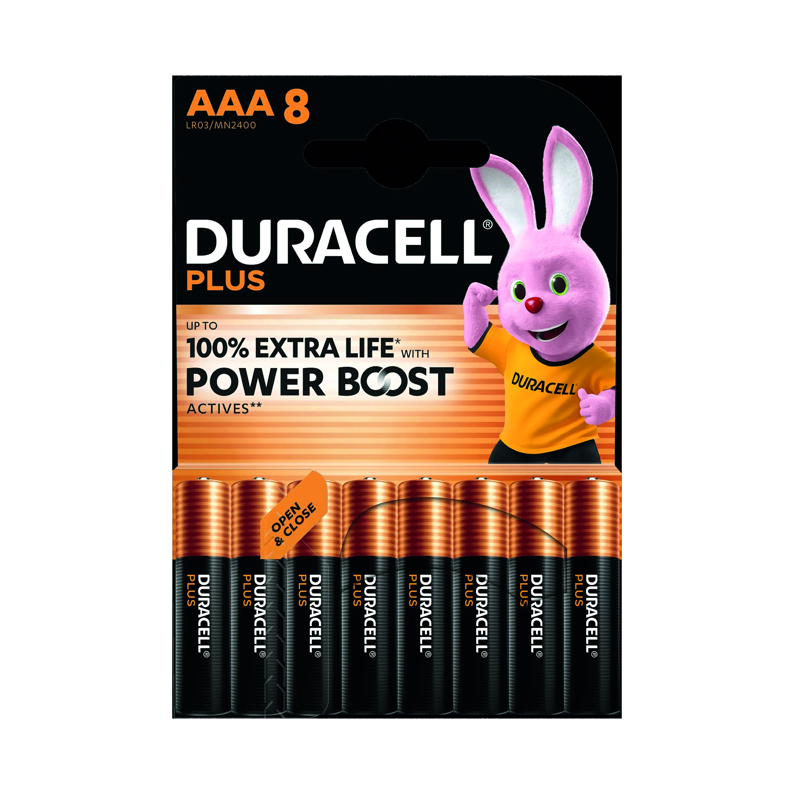 Duracell+Plus+AAA+Battery+Alkaline+100%25+Extra+Life+Power+Boost+%28Pack+of+8%29+5009380%2B