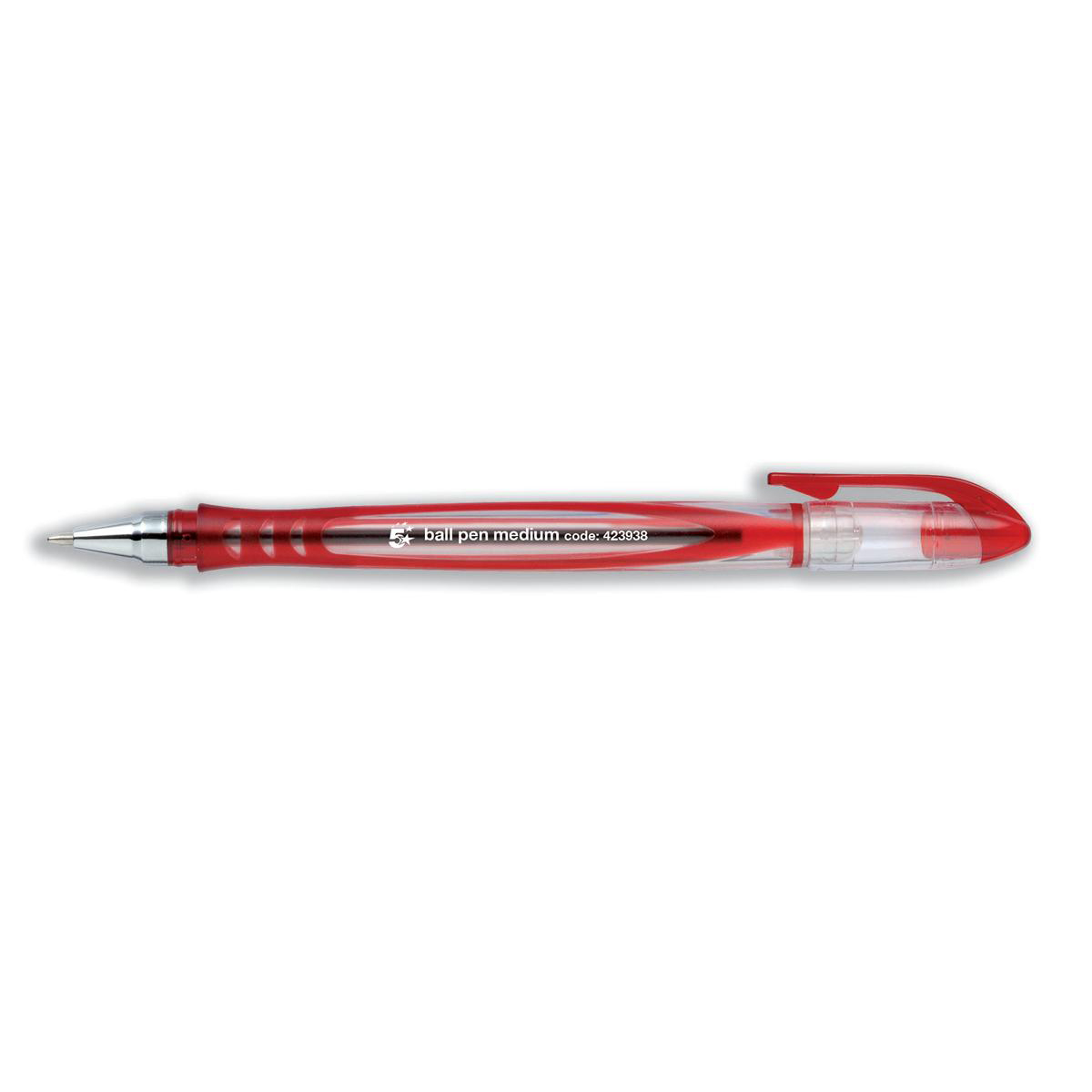 5+Star+Office+Grip+Ball+Pen+Medium+1.0mm+Tip+0.4mm+Line+Red+%28Pack+of+20%29