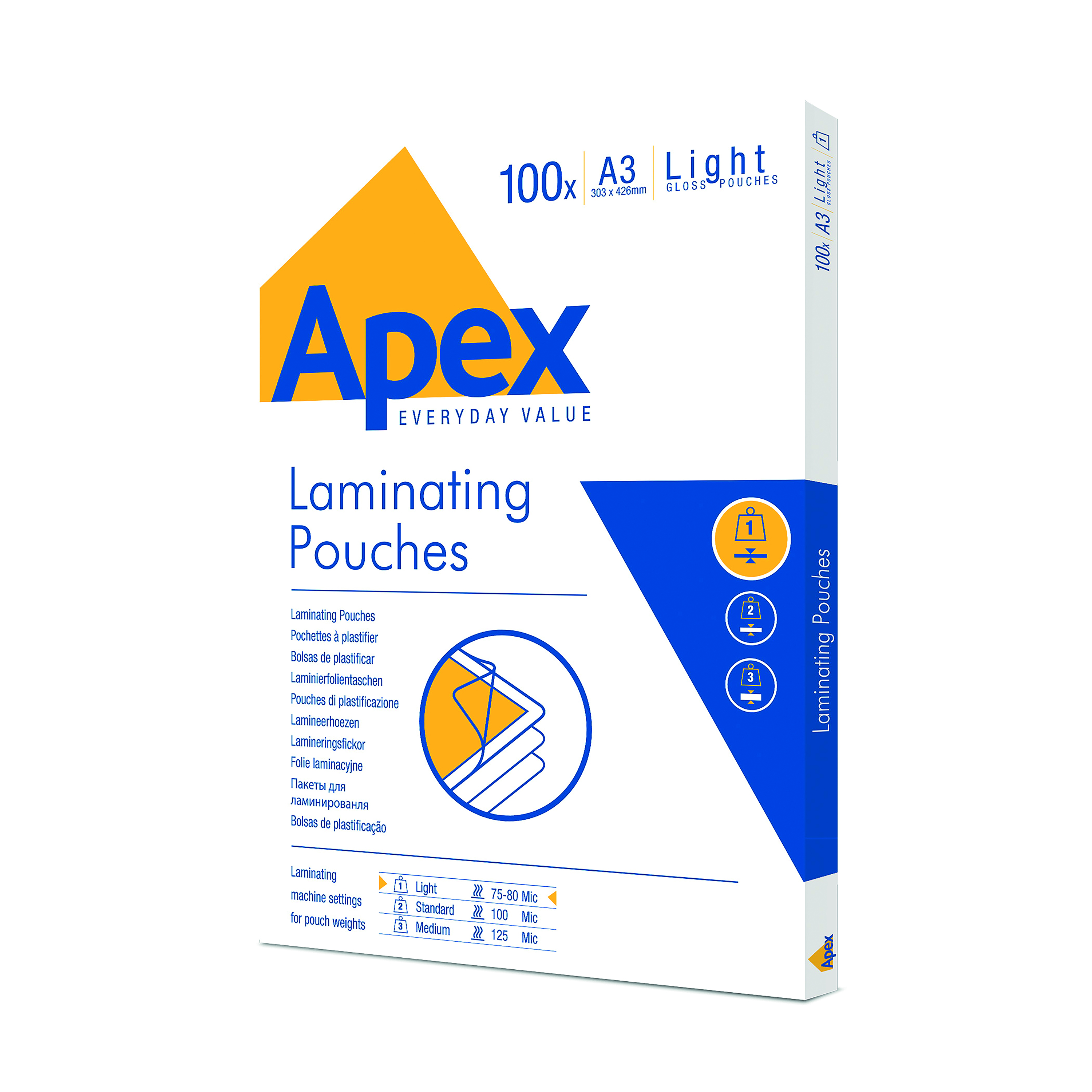 Fellowes+Apex+A3+Light+Laminating+Pouches+Clear+%28Pack+of+100%29+6001901