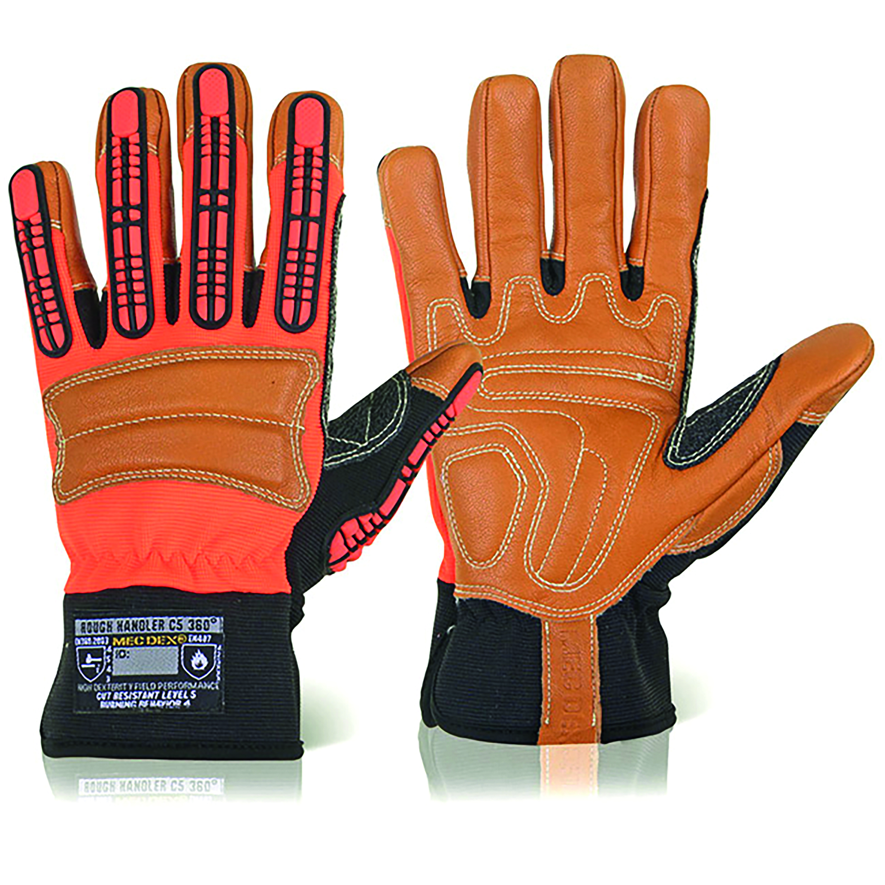 Mec+Dex+Rough+Handler+C5+360+Mechanics+Gloves+1Pr+Orange+L+MECPR-610L