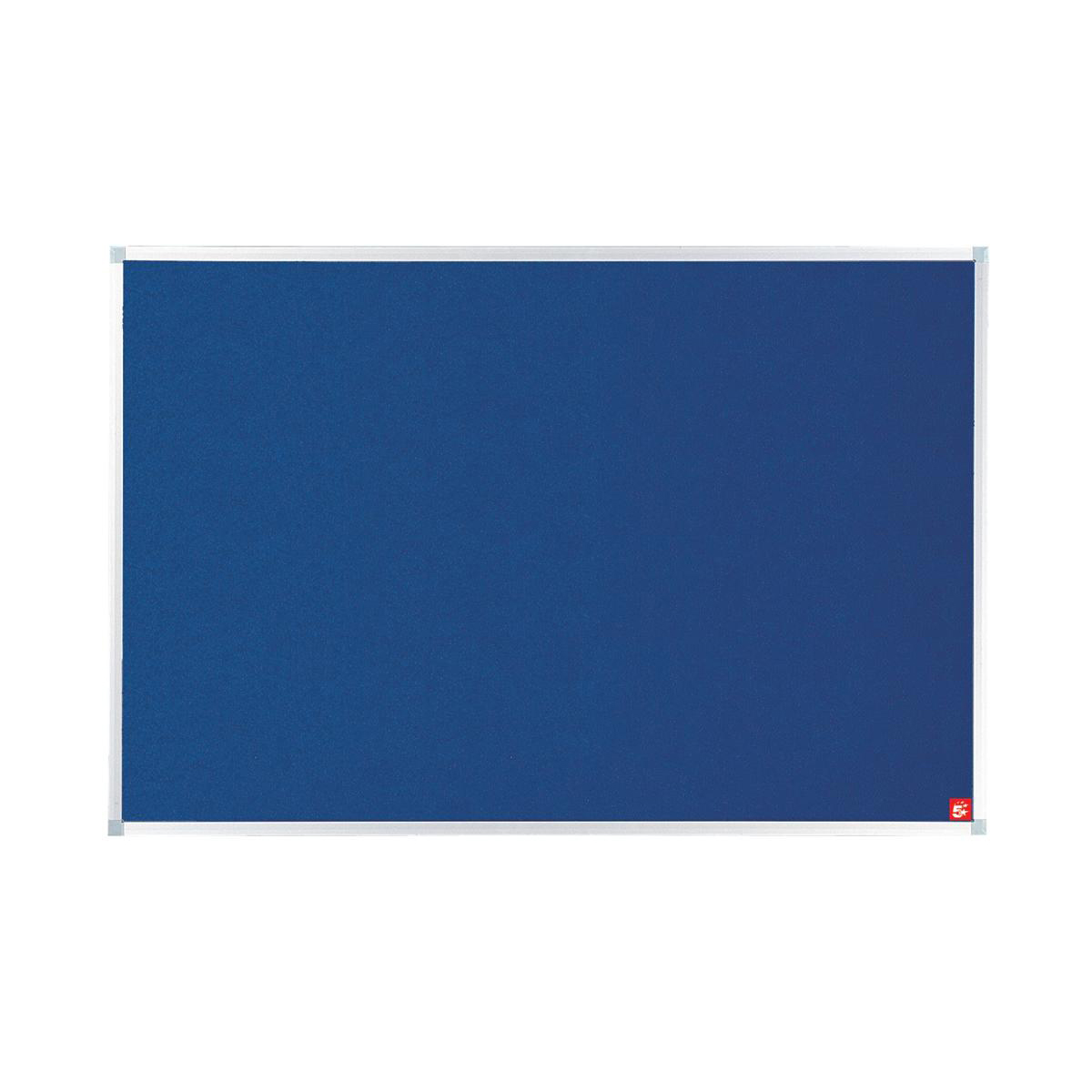 5+Star+Office+Felt+Noticeboard+with+Fixings+and+Aluminium+Trim+1200x900mm+Blue