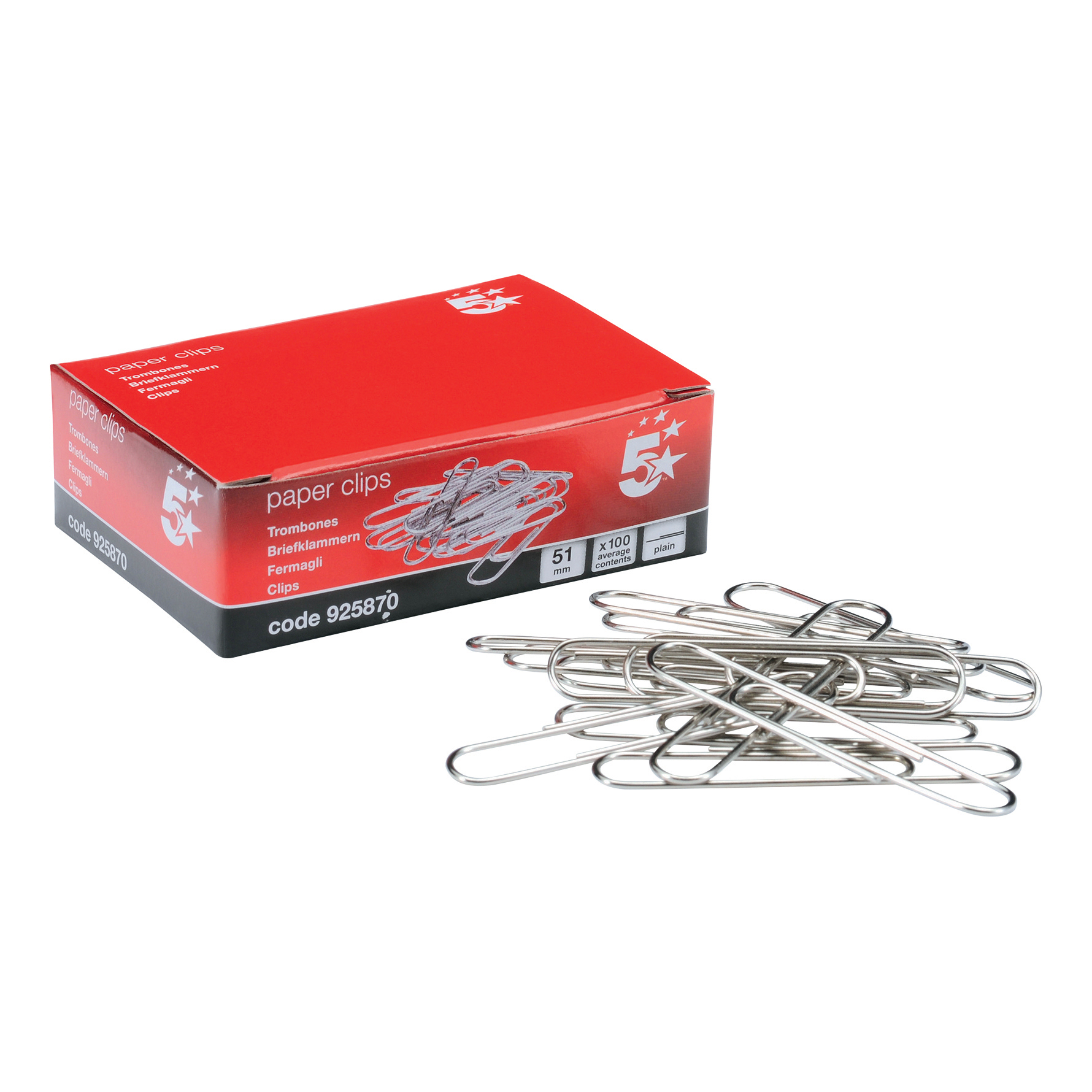 5+Star+Office+Giant+Paperclips+Metal+Extra+Large+Length+51mm+Plain+%28Pack+of+100%29