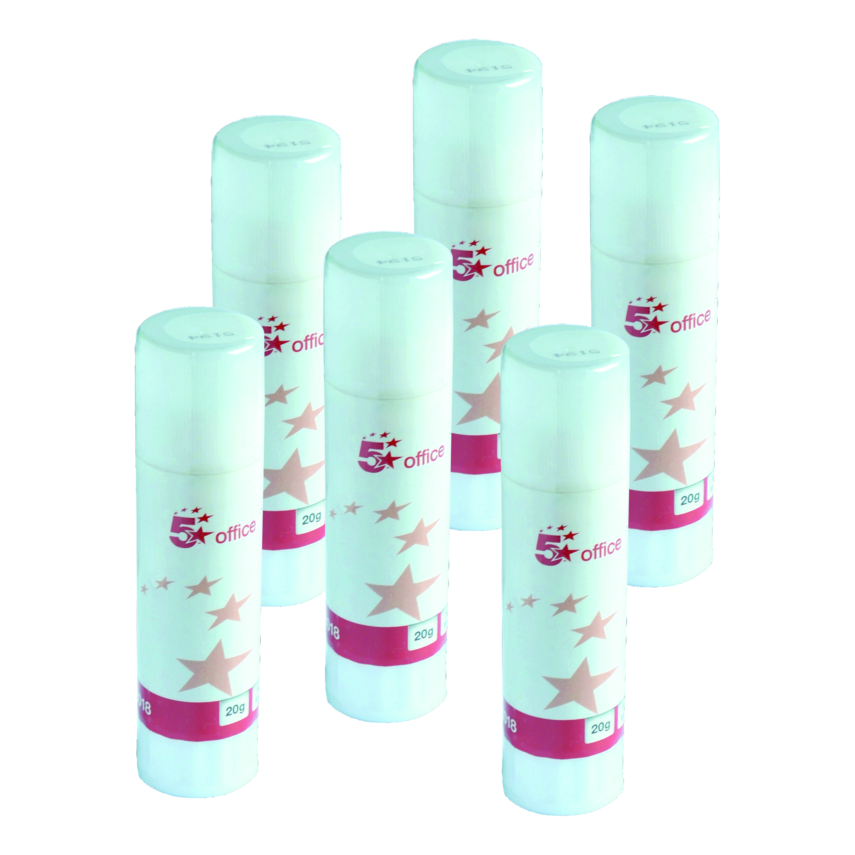 5+Star+Solid+Adhesive+Glue+Stick+Washable+Non-toxic+Medium+20g+%28Pack+of+6%29+108232