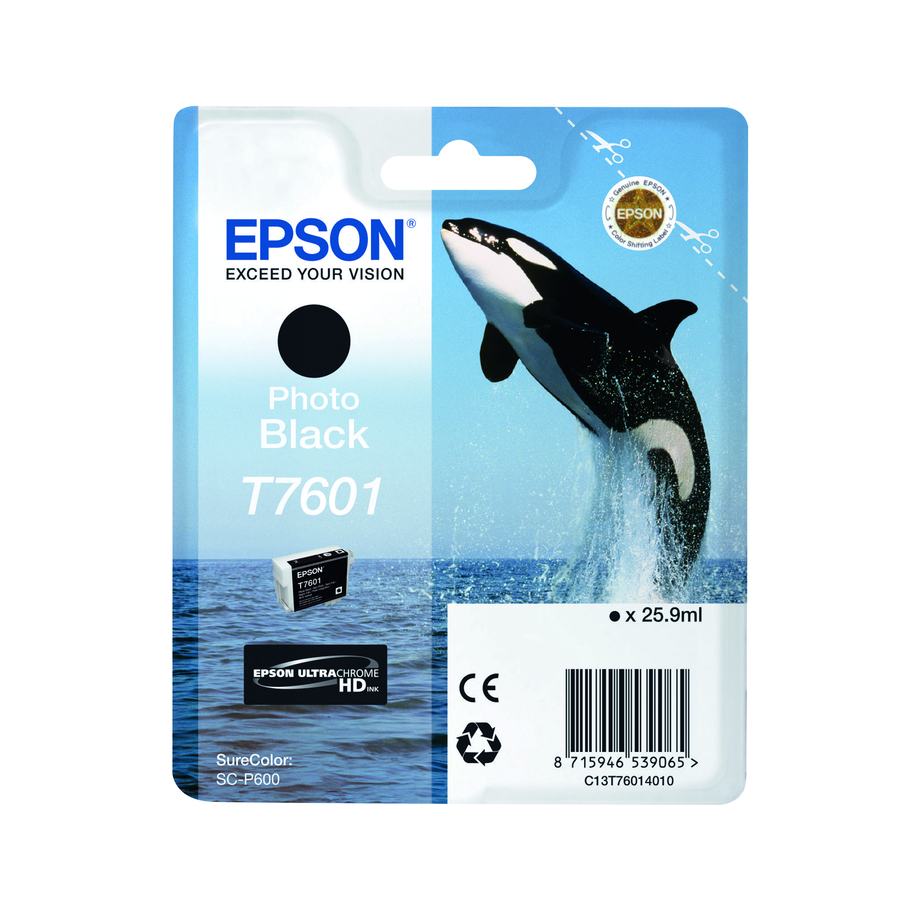 Epson T7601 Photo Ink Cartridge Killer Whale Black C13T76014010