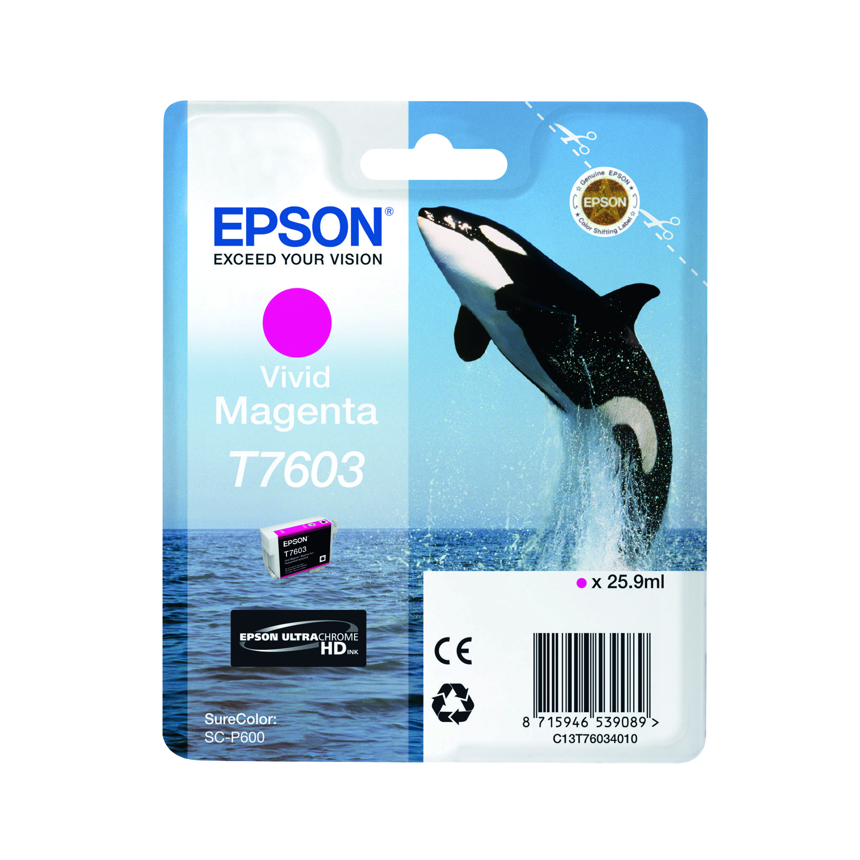 Epson T7603 Ink Cartridge Killer Whale Vivid Magenta C13T76034010