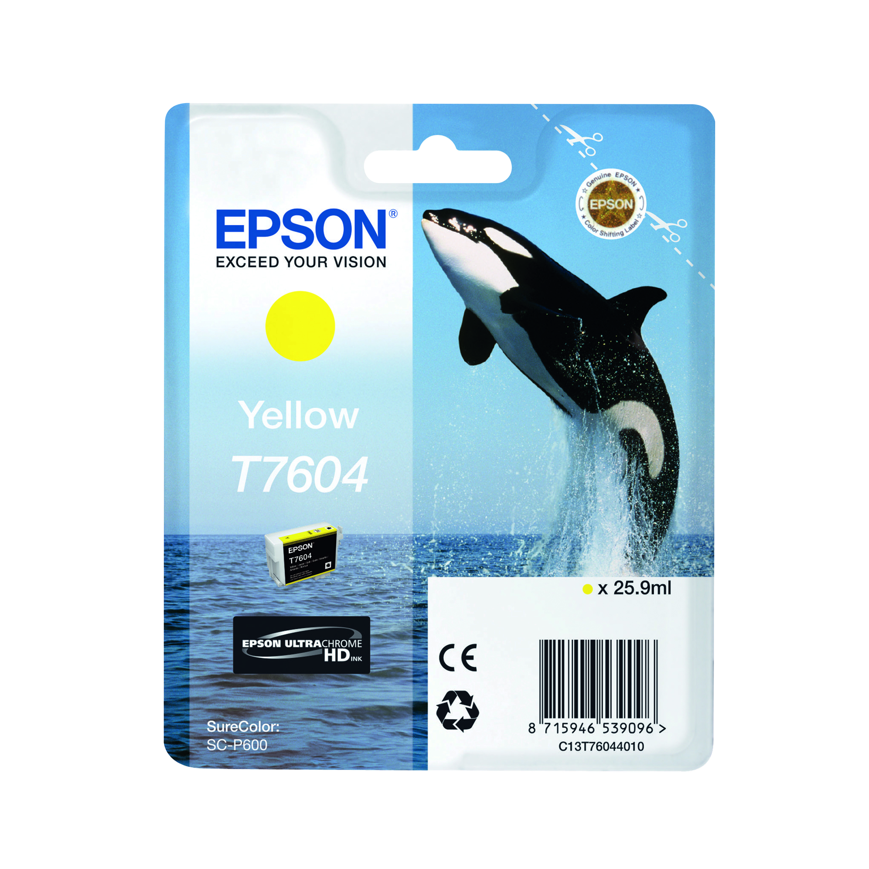 Epson T7604 Ink Cartridge Killer Whale Yellow C13T76044010