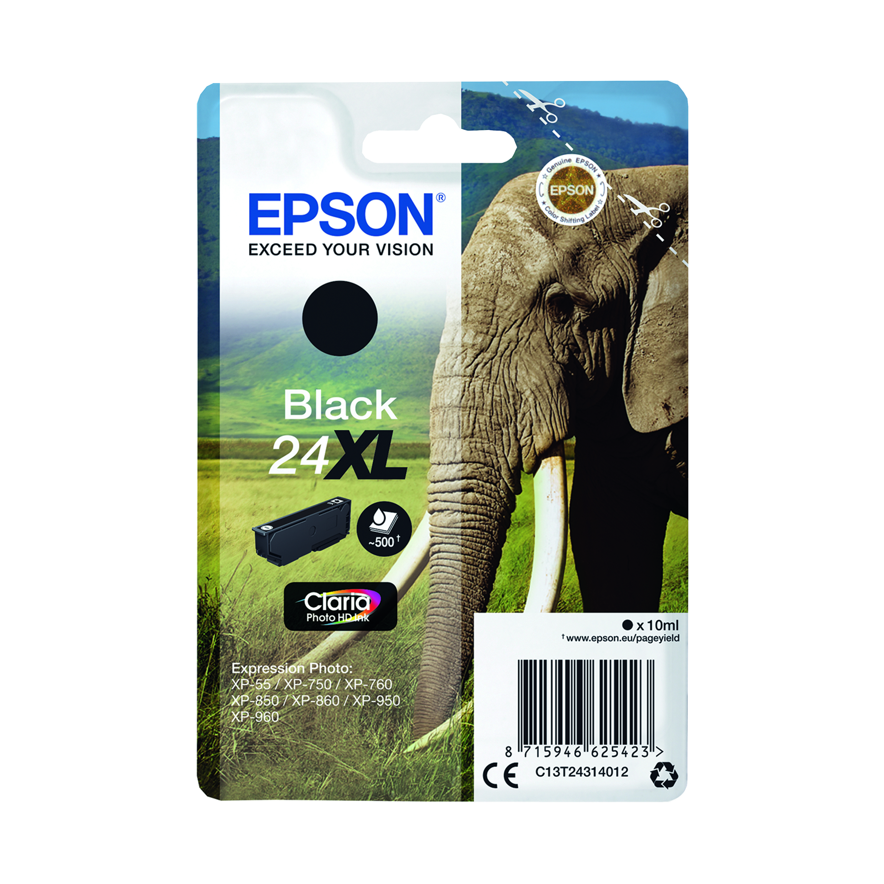 Epson+24XL+Elephant+Claria+Photo+HD+Ink+Cartridge+High+Yield+Photo+Black+C13T24314012
